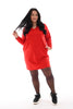 Sweater dress v-hals rood