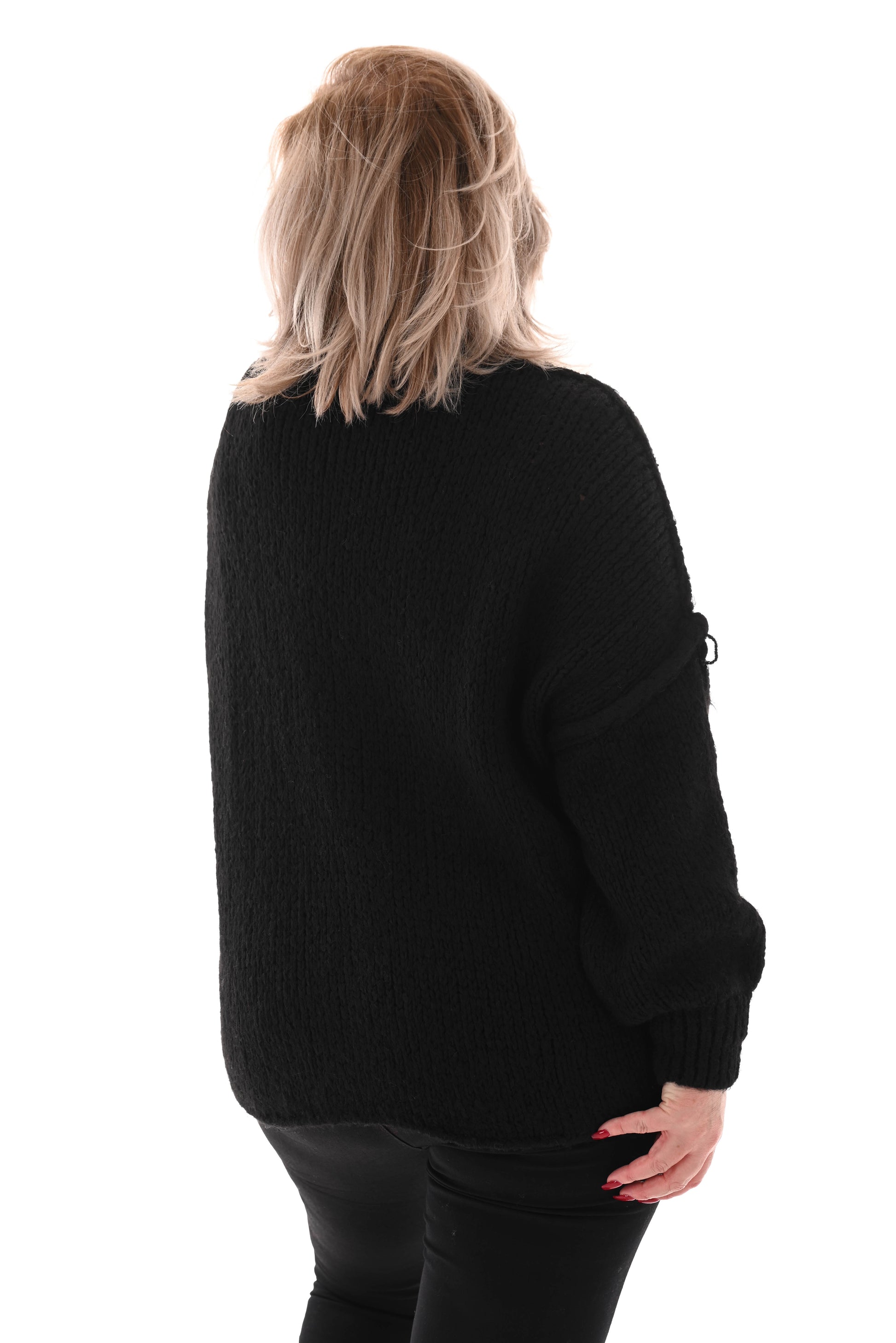 Kort gebreide trui turtle neck zwart