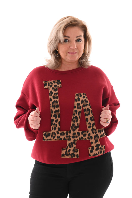 Sweater LA panter/ bordeaux