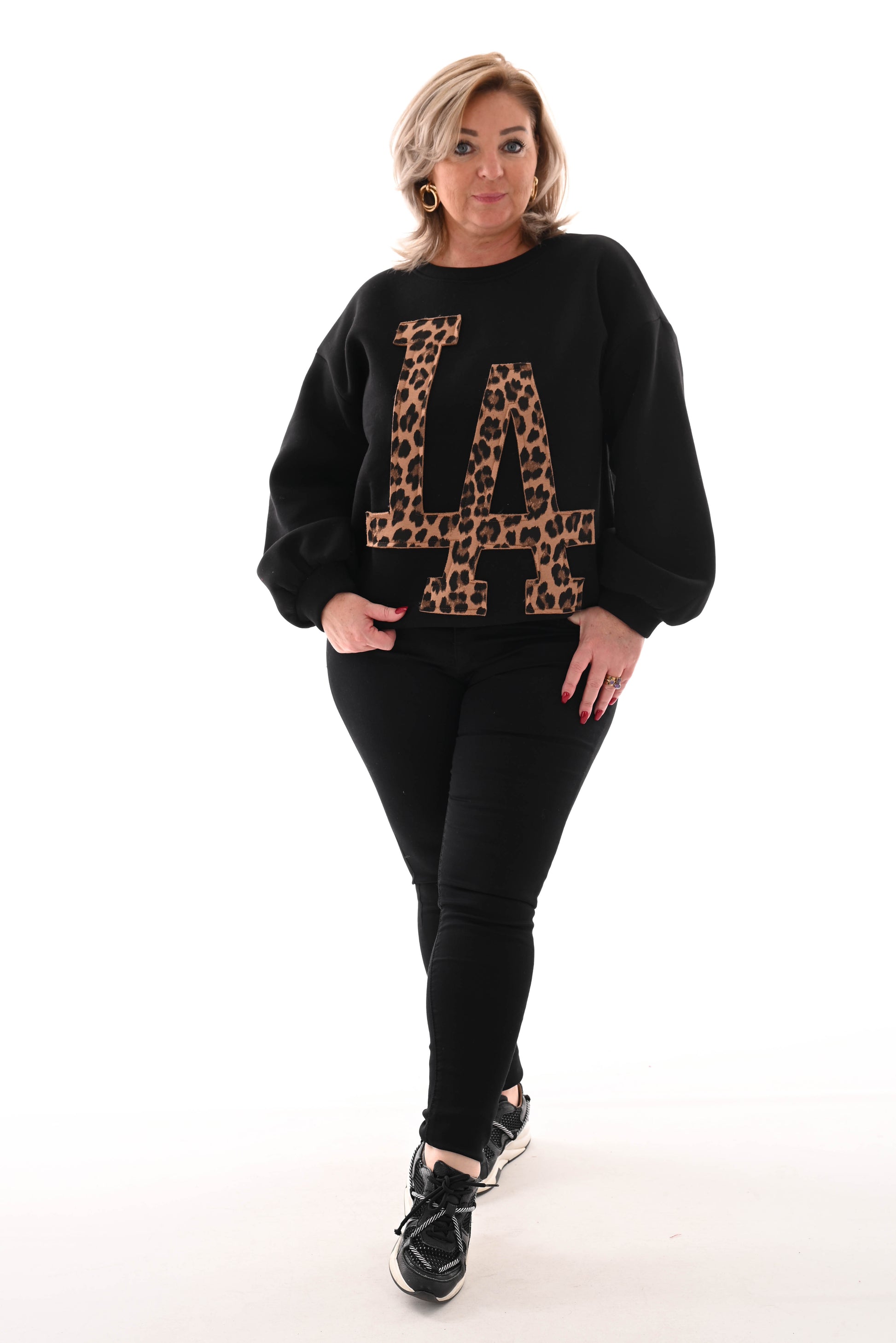 Sweater LA panter/zwart