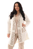 Gebreid vest met capuchon beige