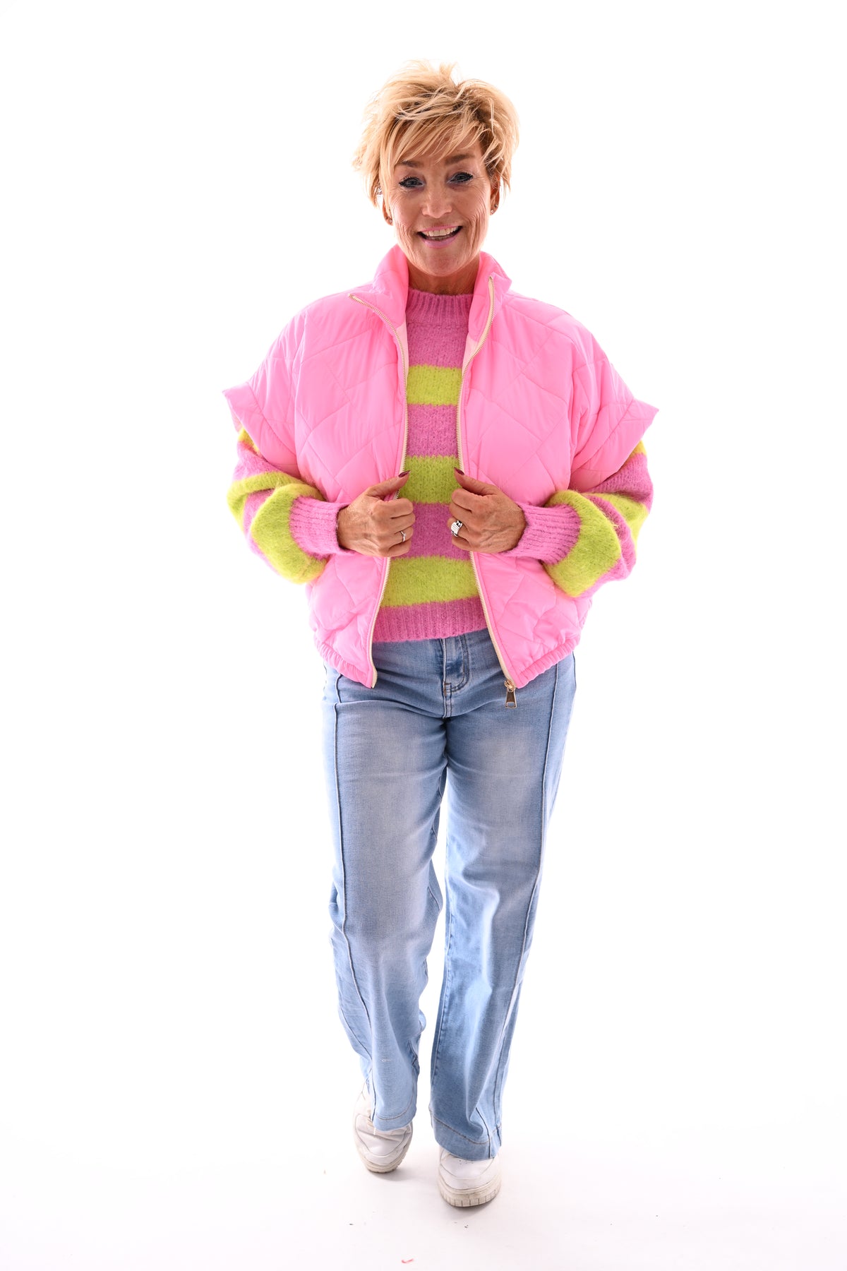 Bodywarmer korte mouwen roze