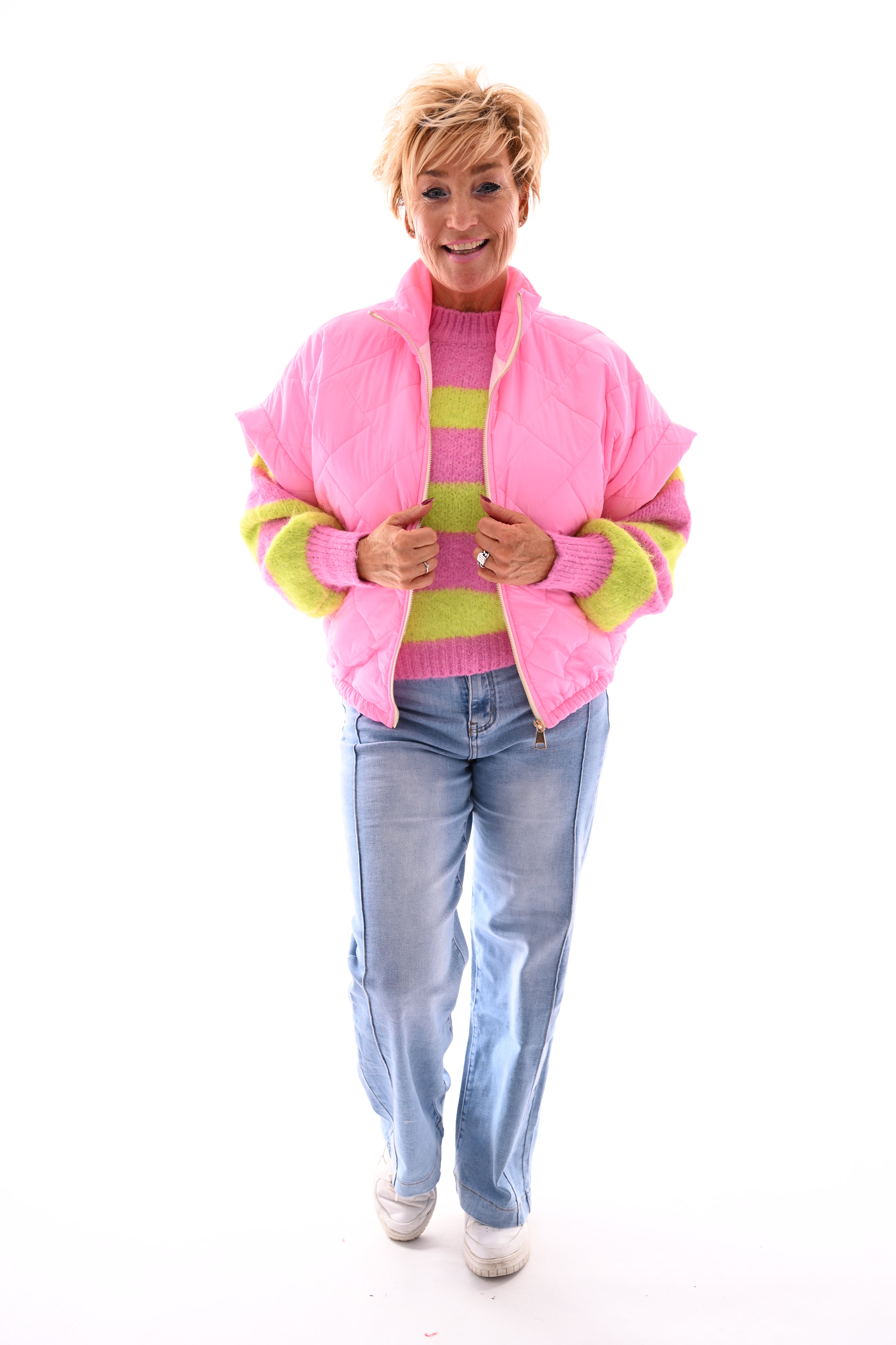 Bodywarmer korte mouwen roze