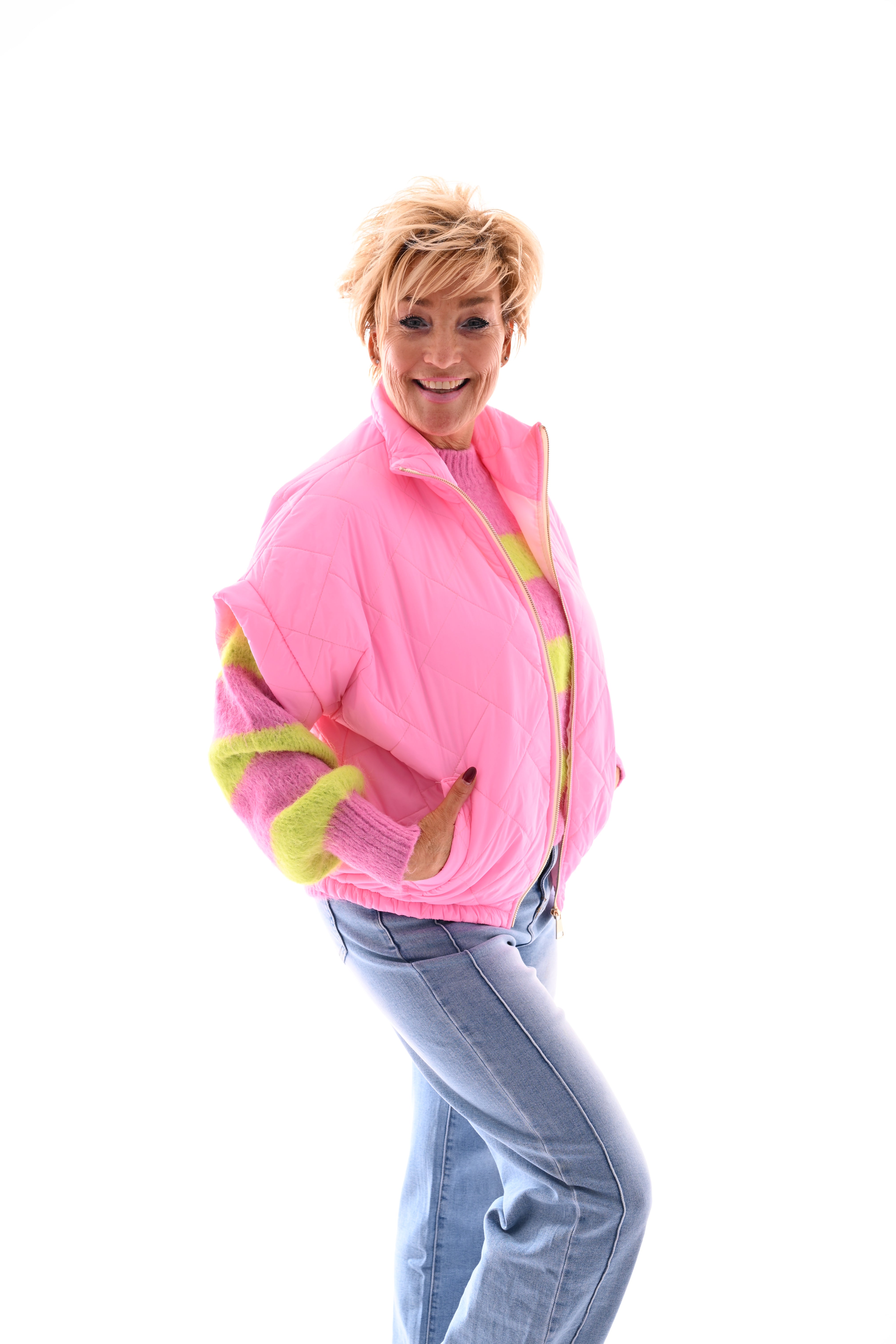 Bodywarmer korte mouwen roze