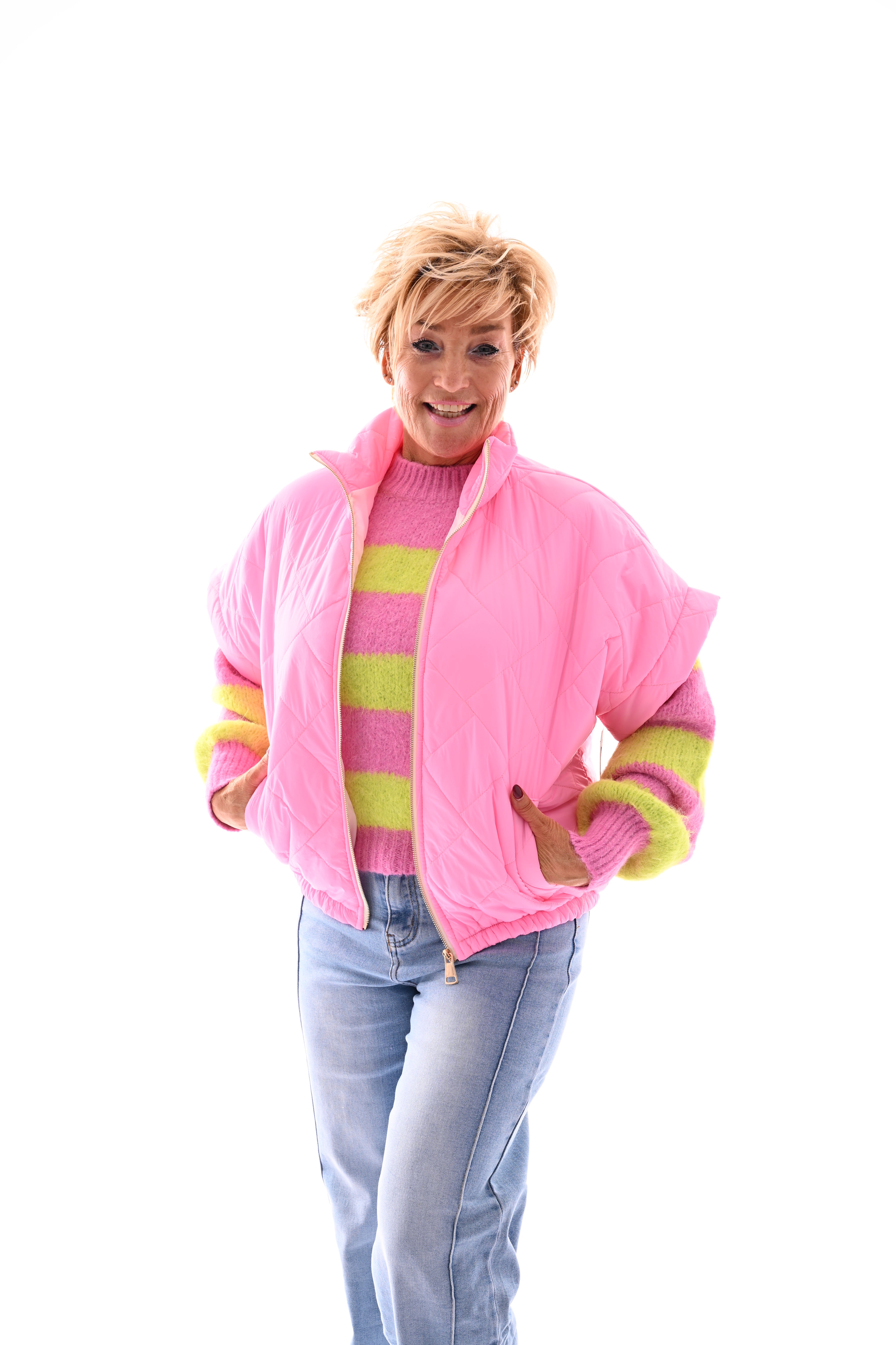 Bodywarmer korte mouwen roze