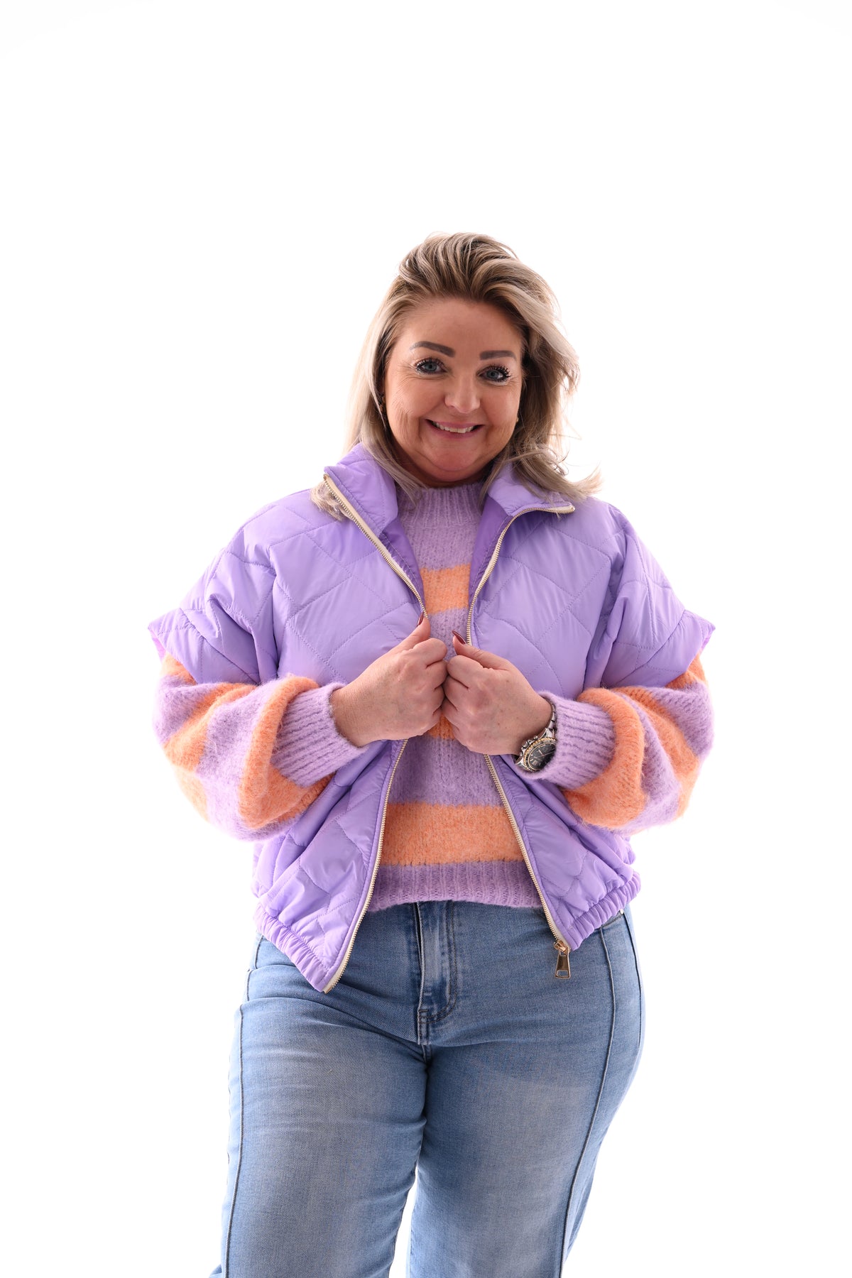 Bodywarmer korte mouwen lila