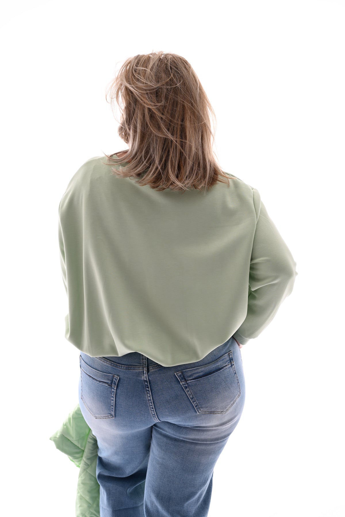 Sweater met geplooide onderkant lichtgroen