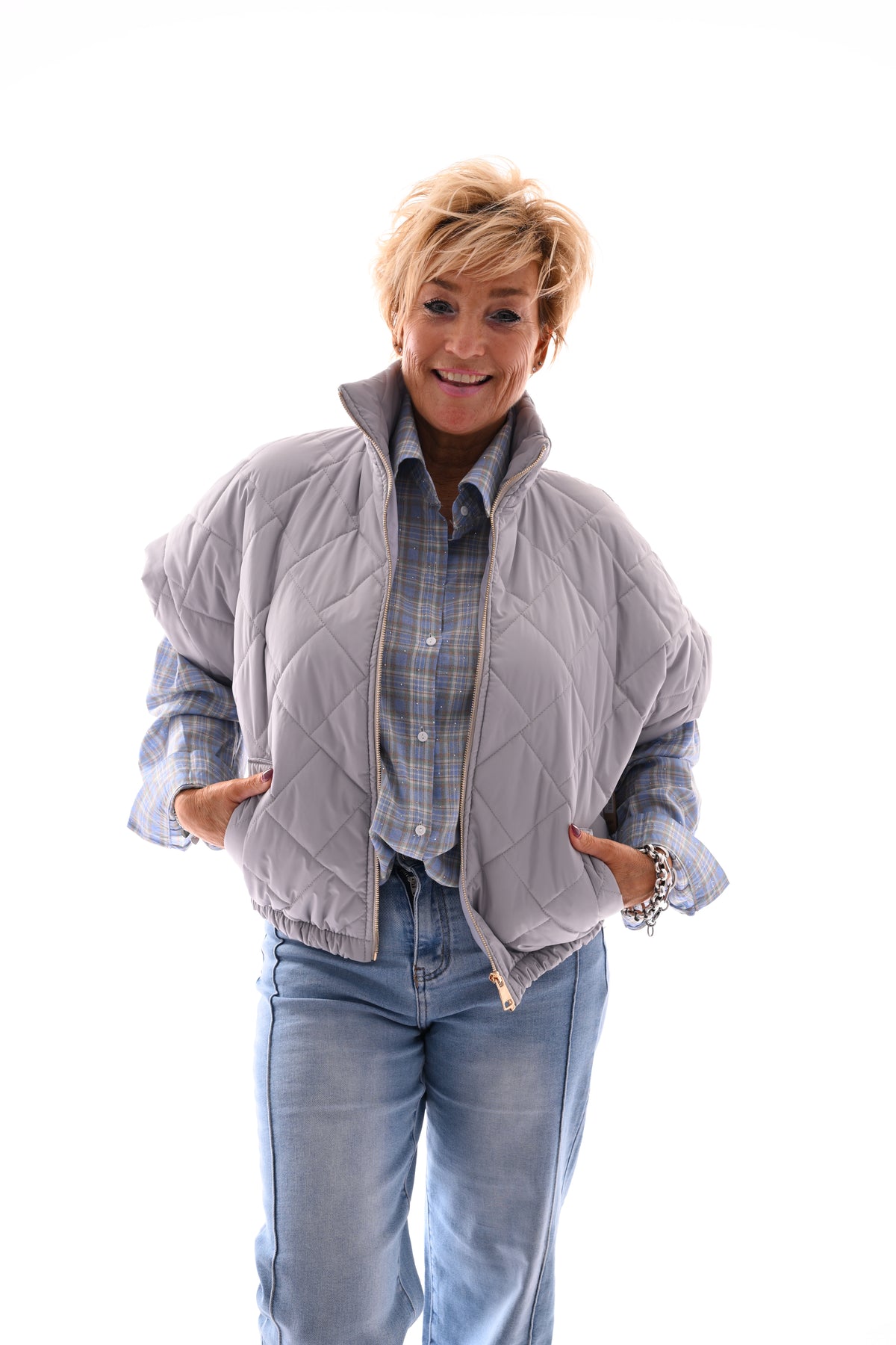 Bodywarmer korte mouwen grijs