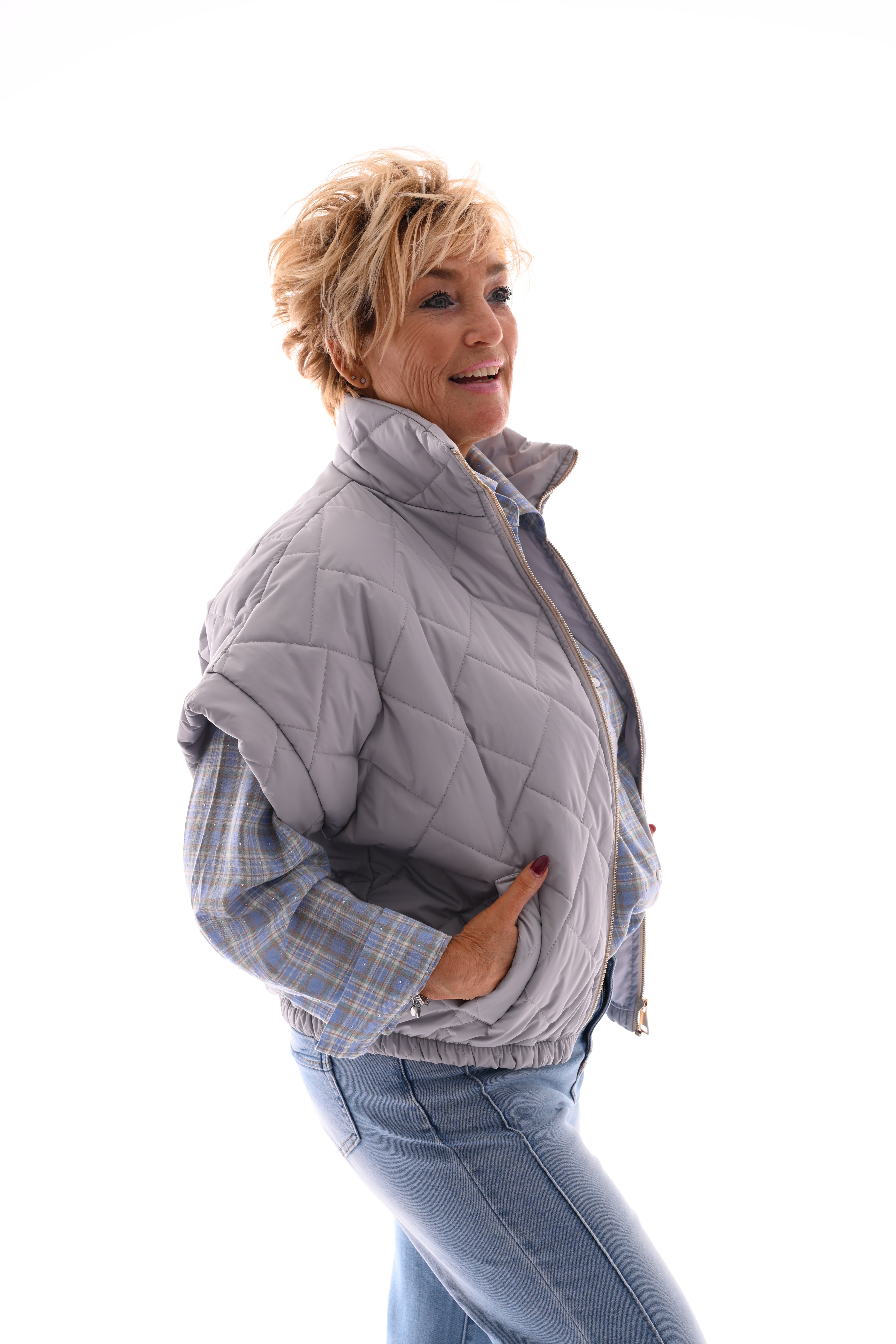 Bodywarmer korte mouwen grijs