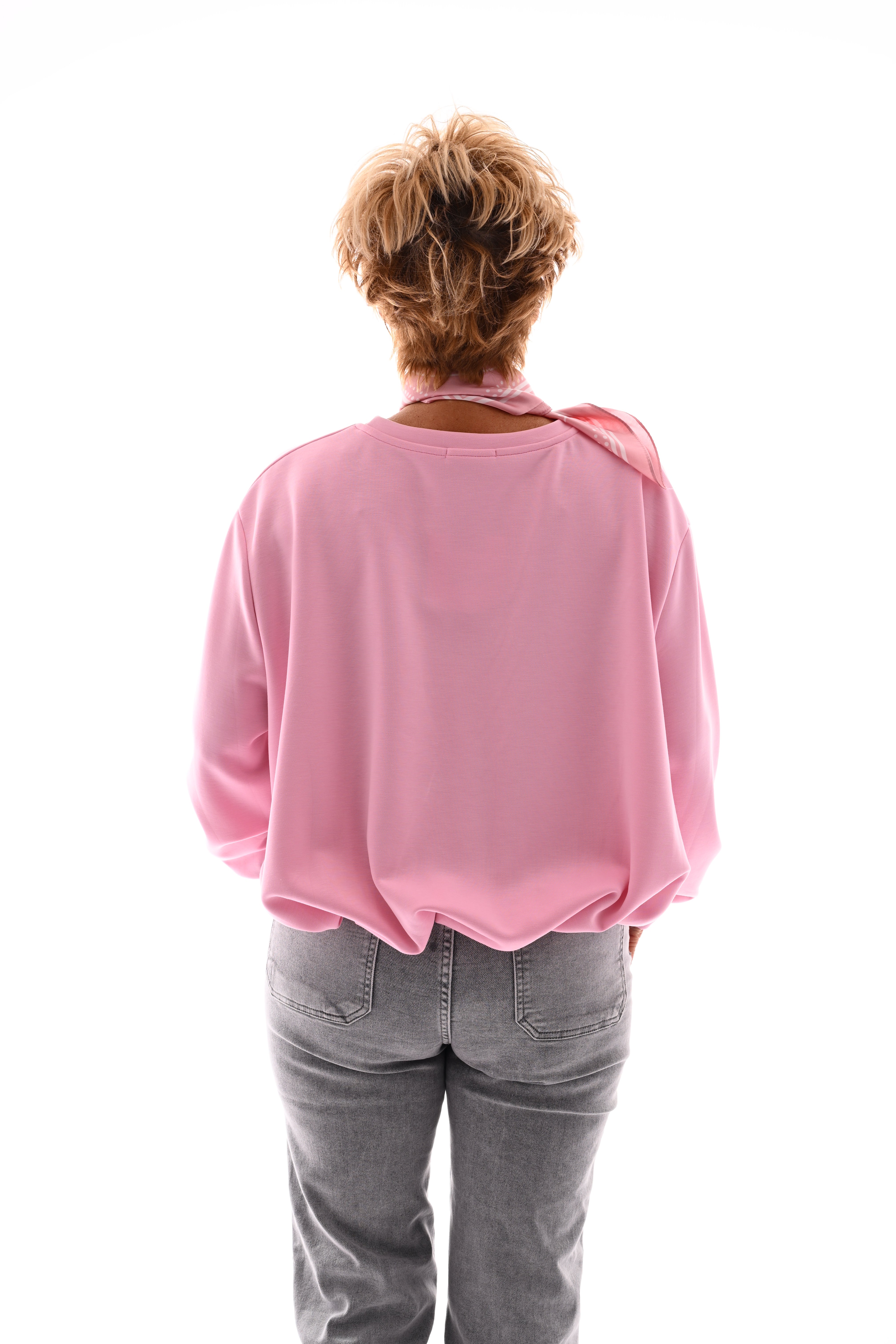 Sweater met geplooide onderkant lichtroze