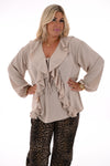 Top roezels lange mouwen beige