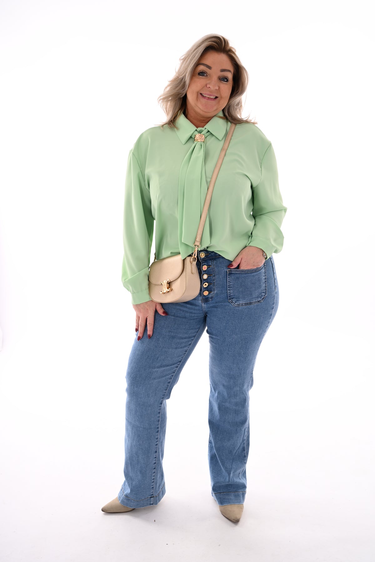 Miss Bon jeans zakken aan de voorkant blauw