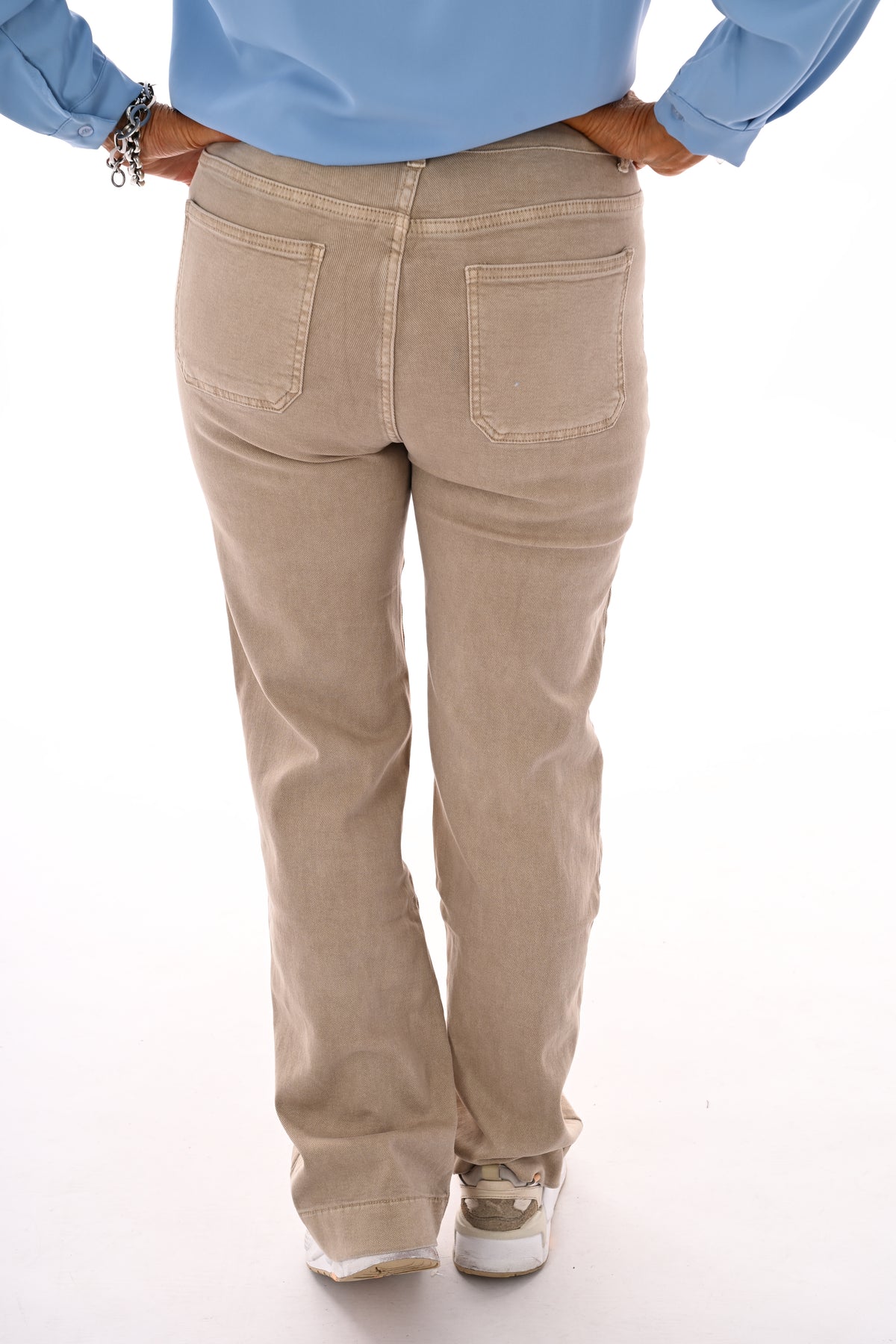 Miss Bon jeans zakken aan de voorkant beige