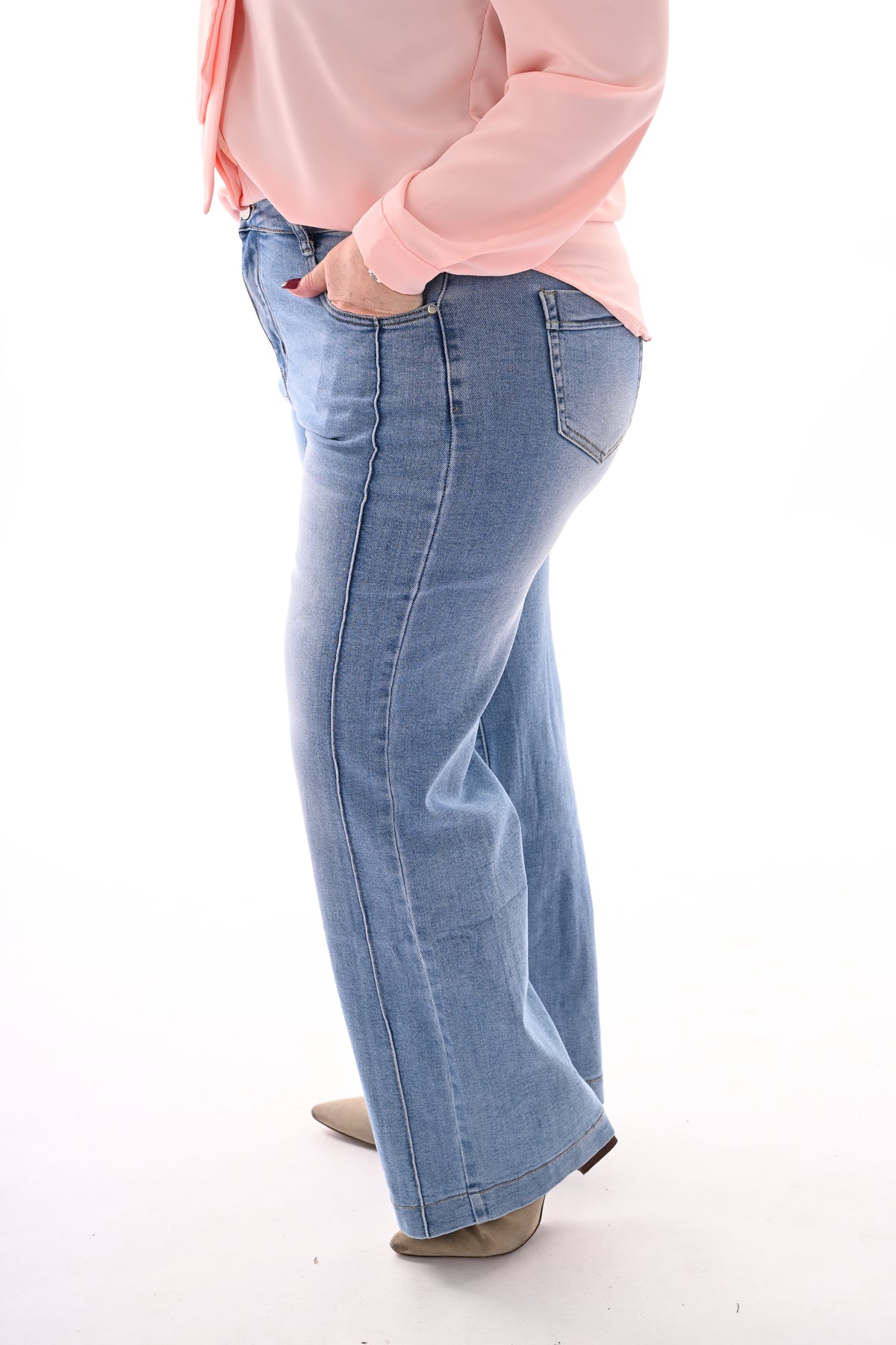 G-smack jeans met naad wide leg blauw