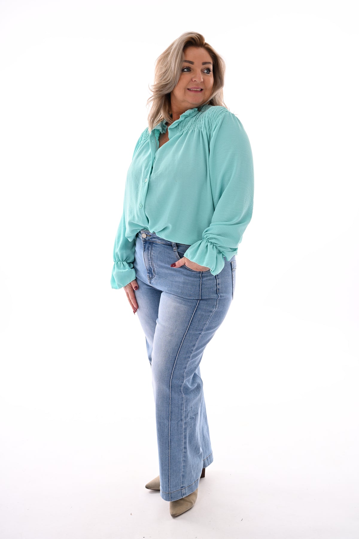 Blouse smock detail turquoise