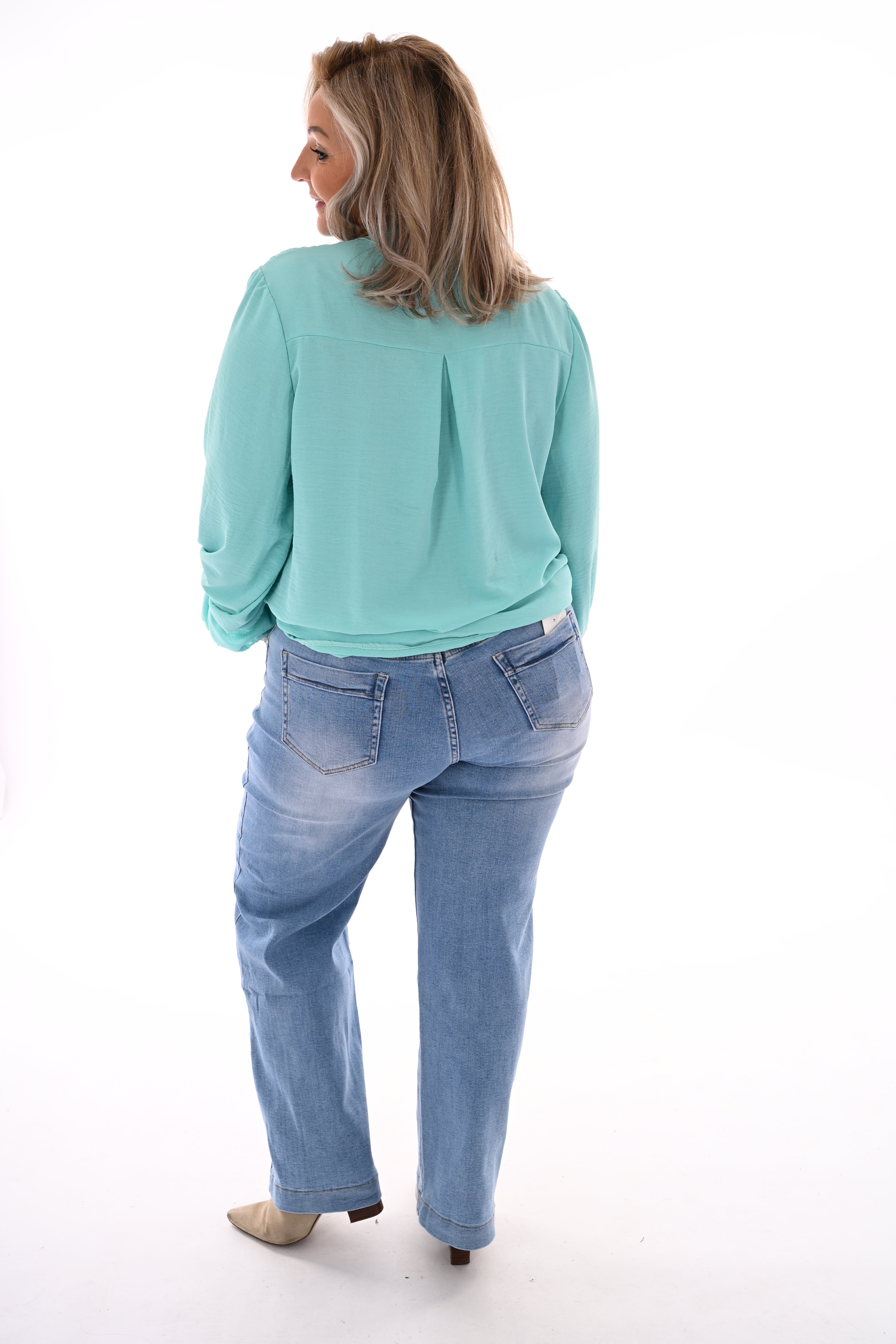 Blouse smock detail turquoise