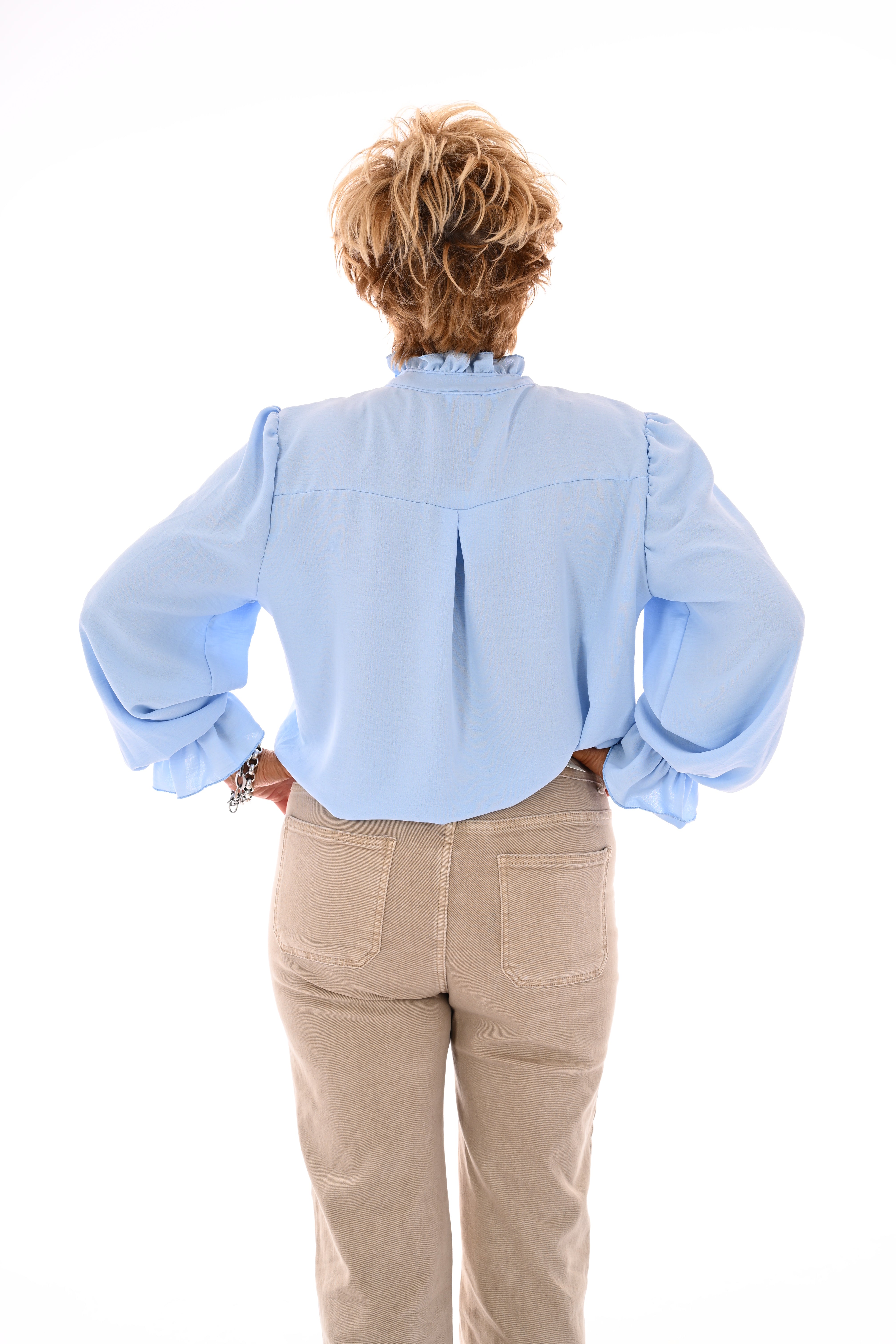 Blouse smock detail lichtblauw