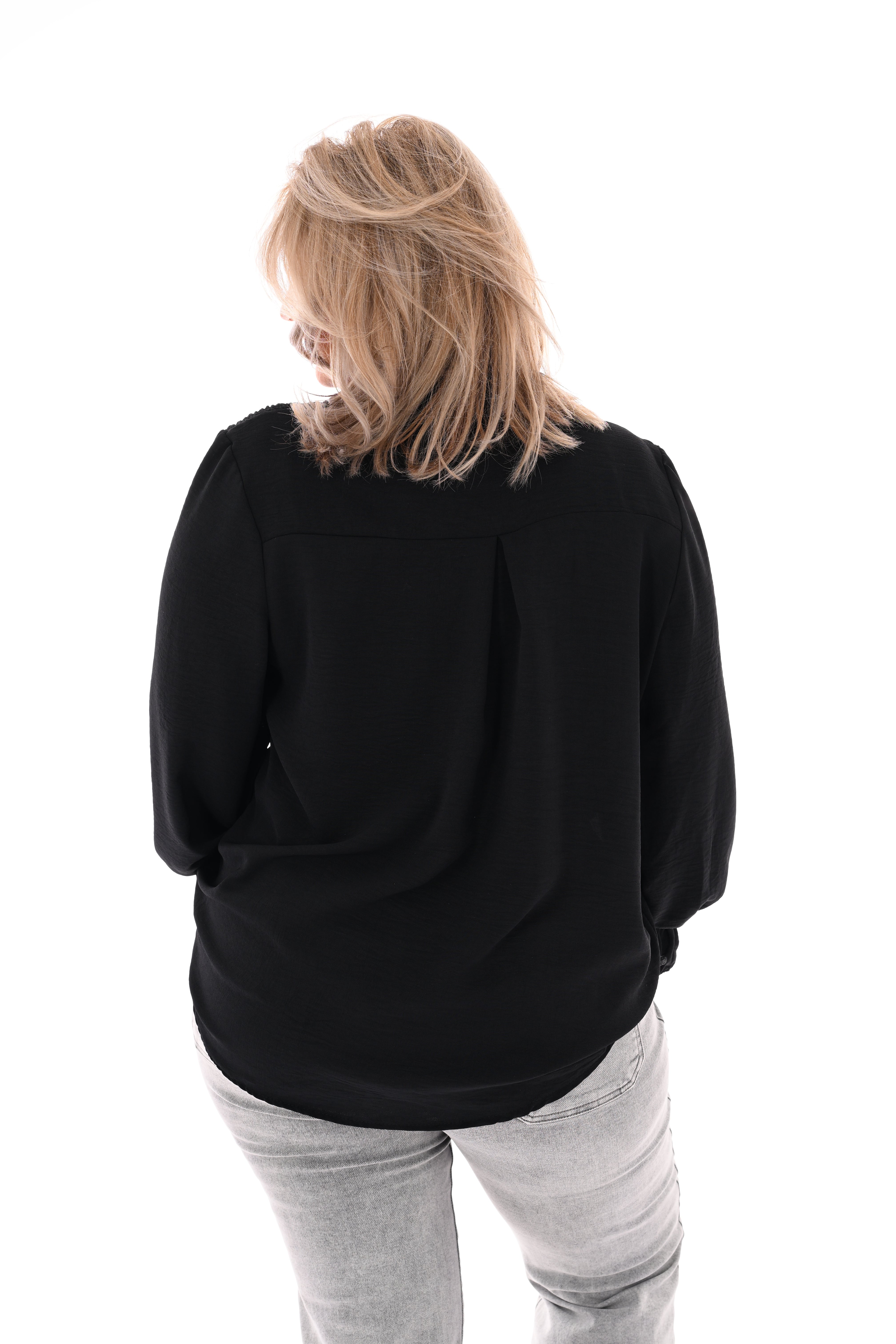 Blouse smock detail zwart
