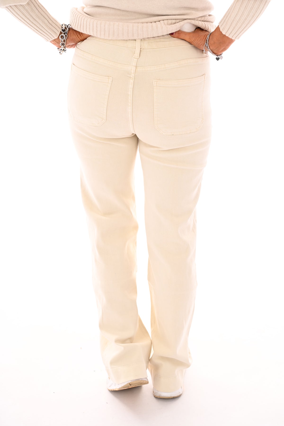 Miss Bon jeans zakken aan de voorkant creme