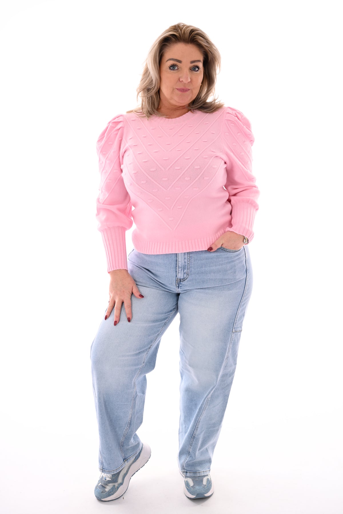 Trui met structuur lichtroze