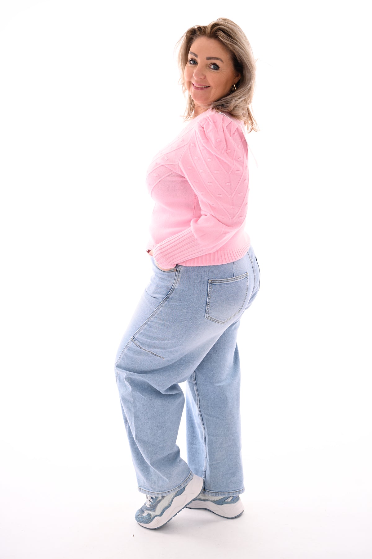 Trui met structuur lichtroze