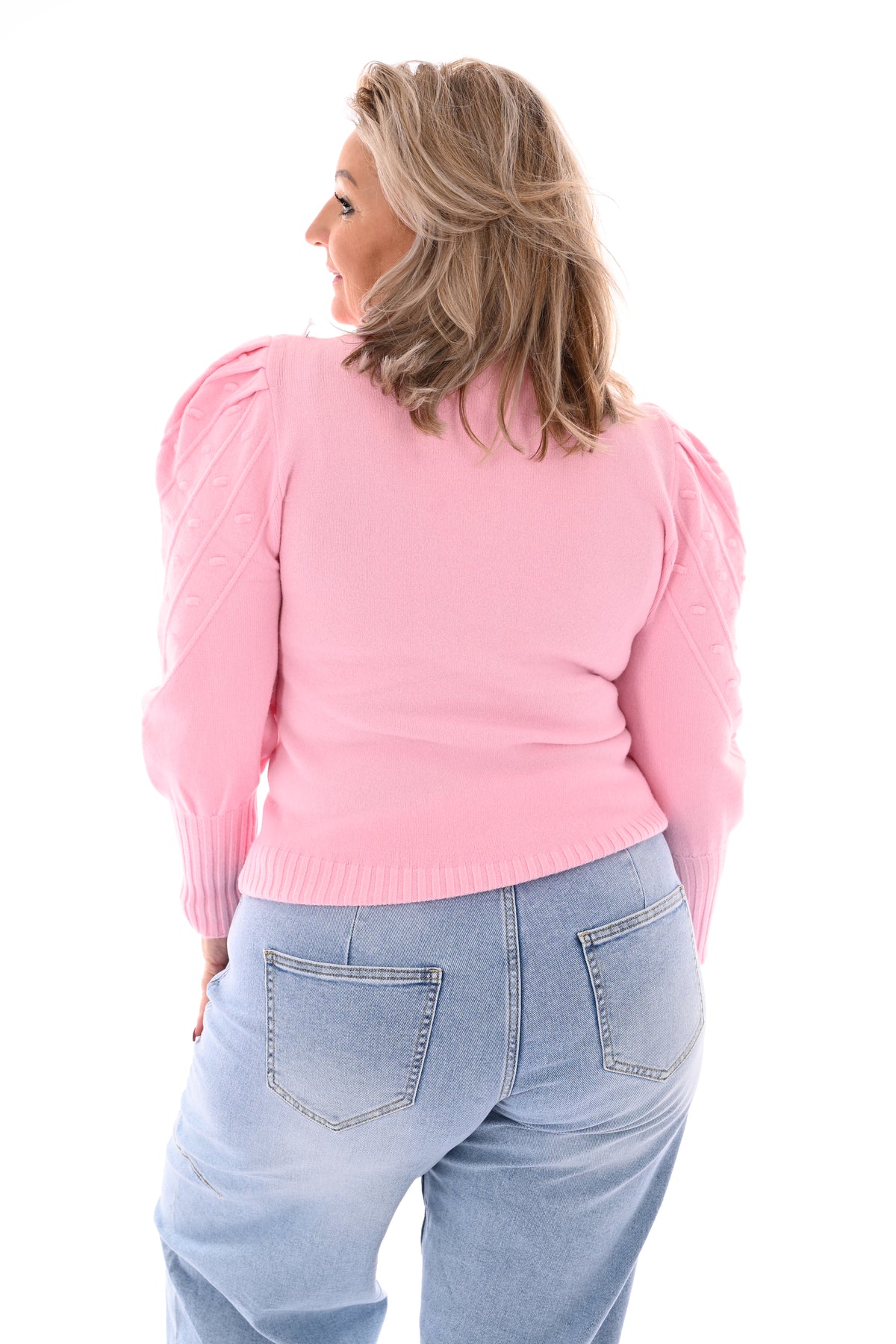 Trui met structuur lichtroze