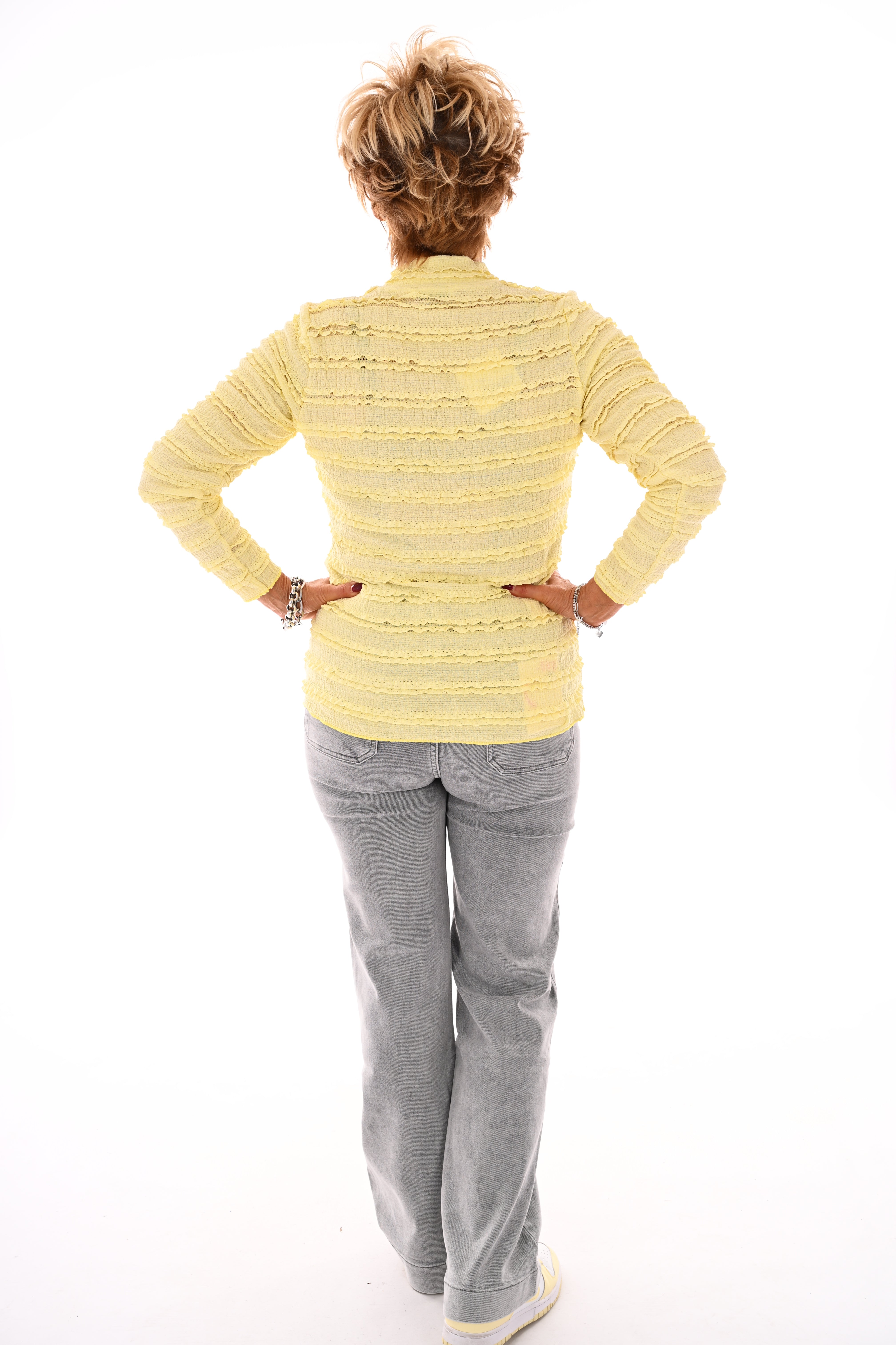 Top lange mouwen ruffels geel