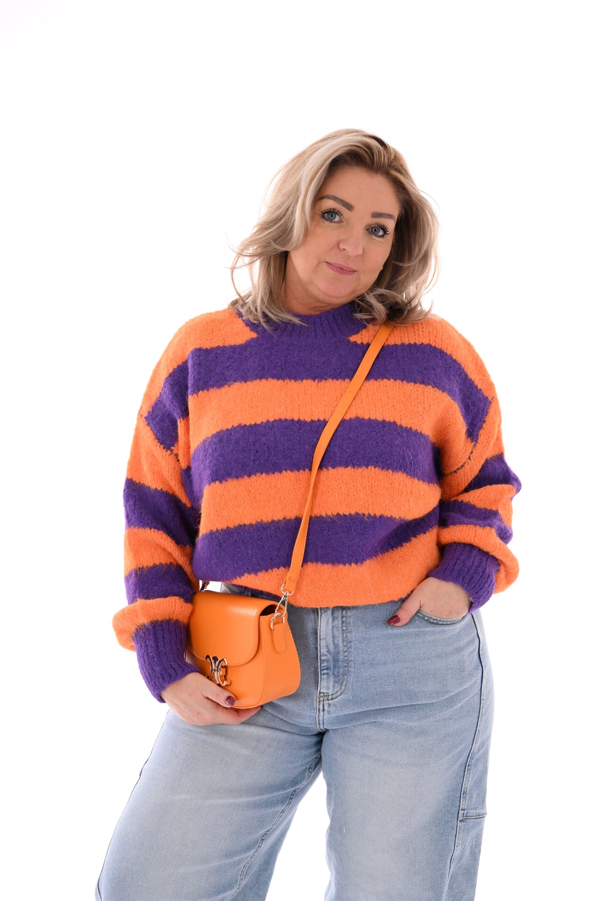 Crossbody tas met C-vormige gesp oranje