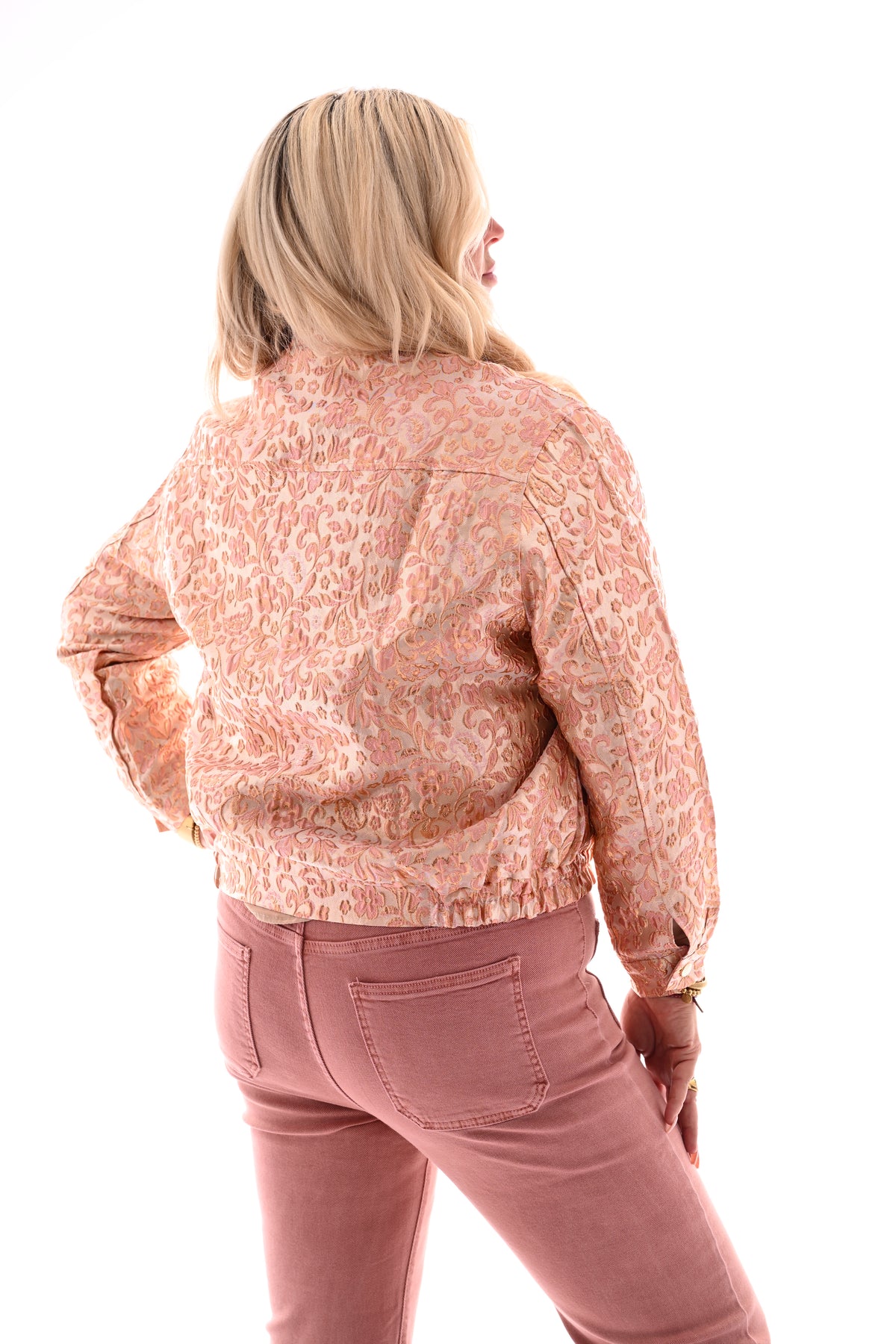 Bomber jasje bloemen en paisley lichtroze