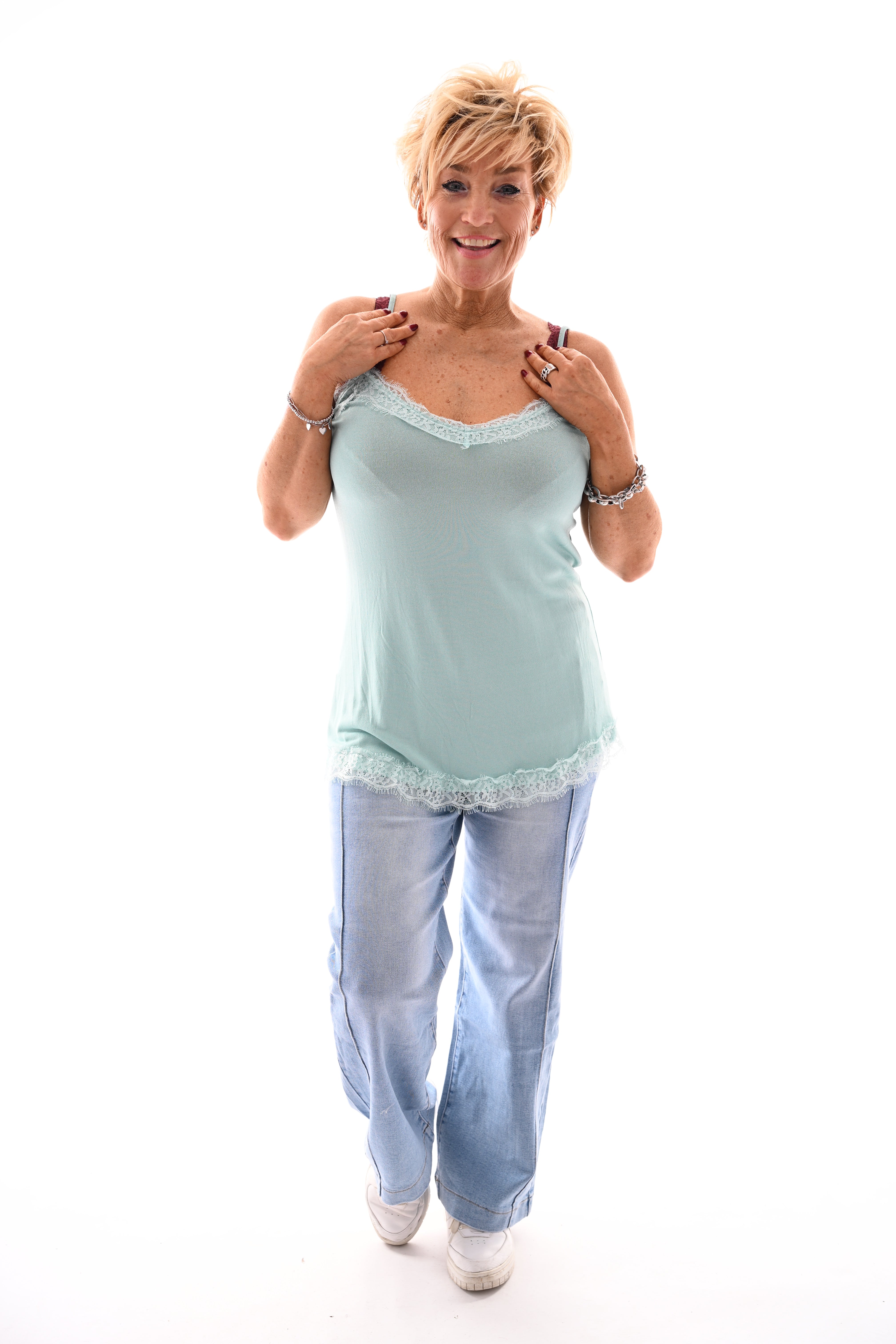 Hemdje met kanten rand mintgroen