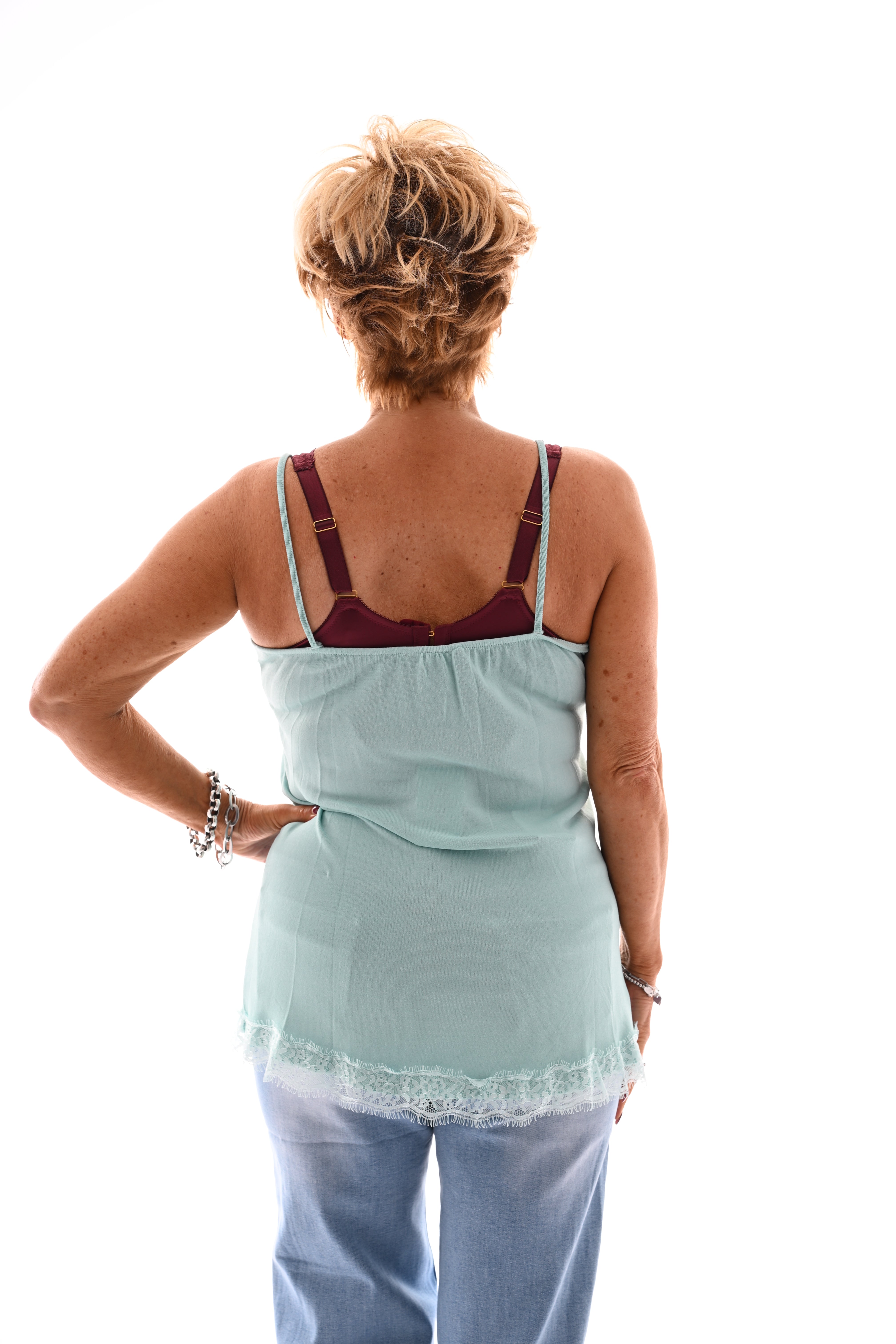 Hemdje met kanten rand mintgroen