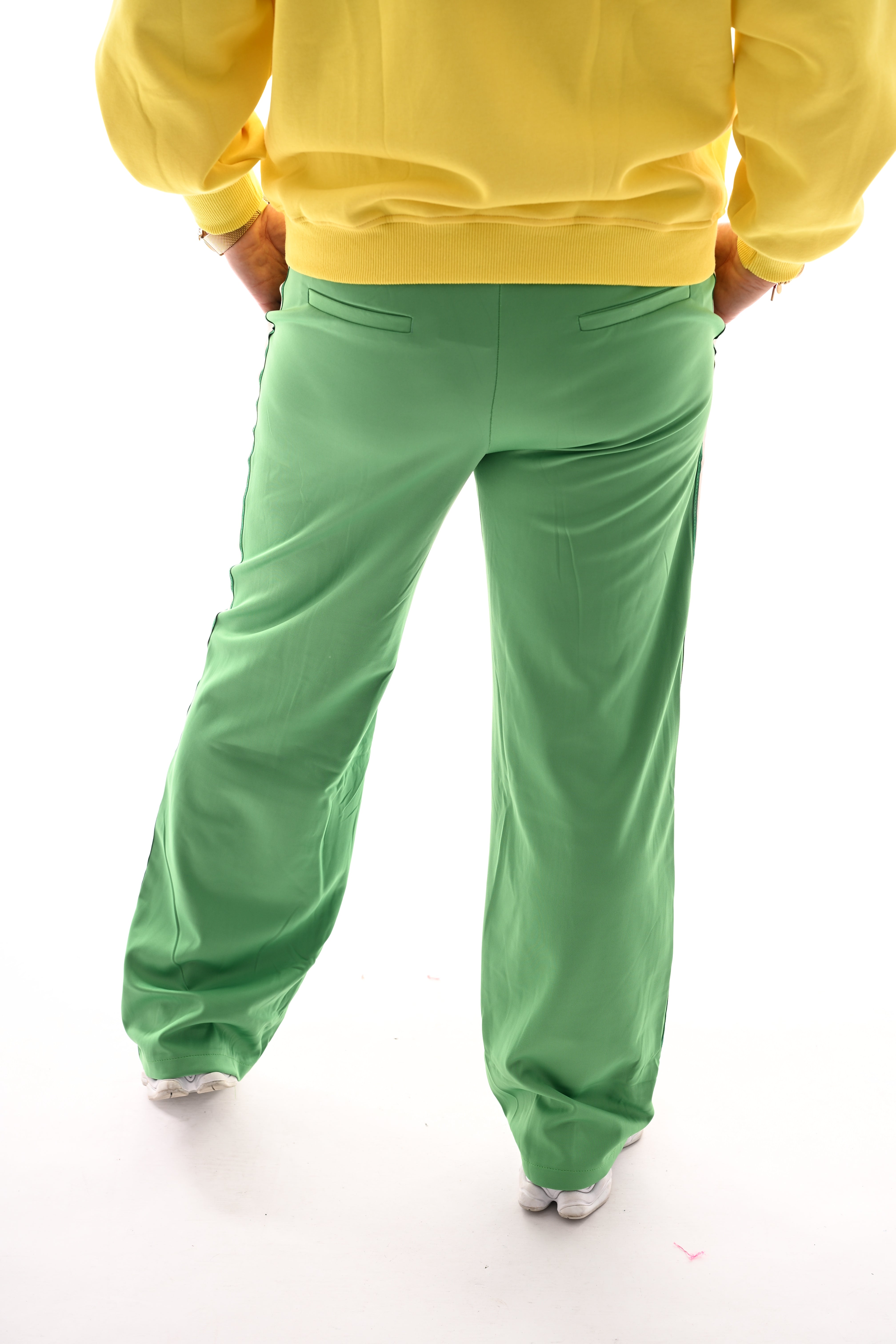 Wijde broek met bies groen