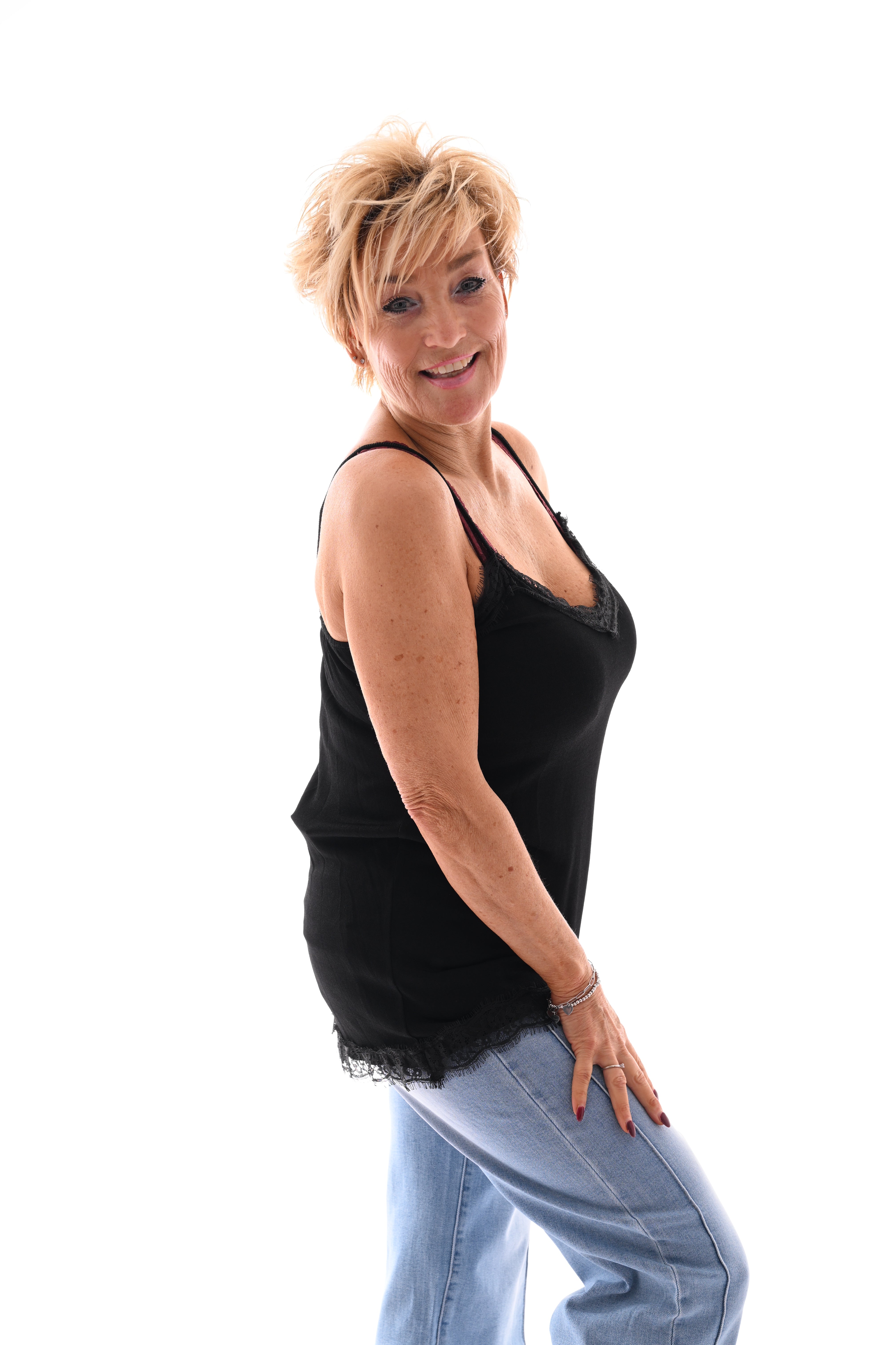 Hemdje met kanten rand zwart