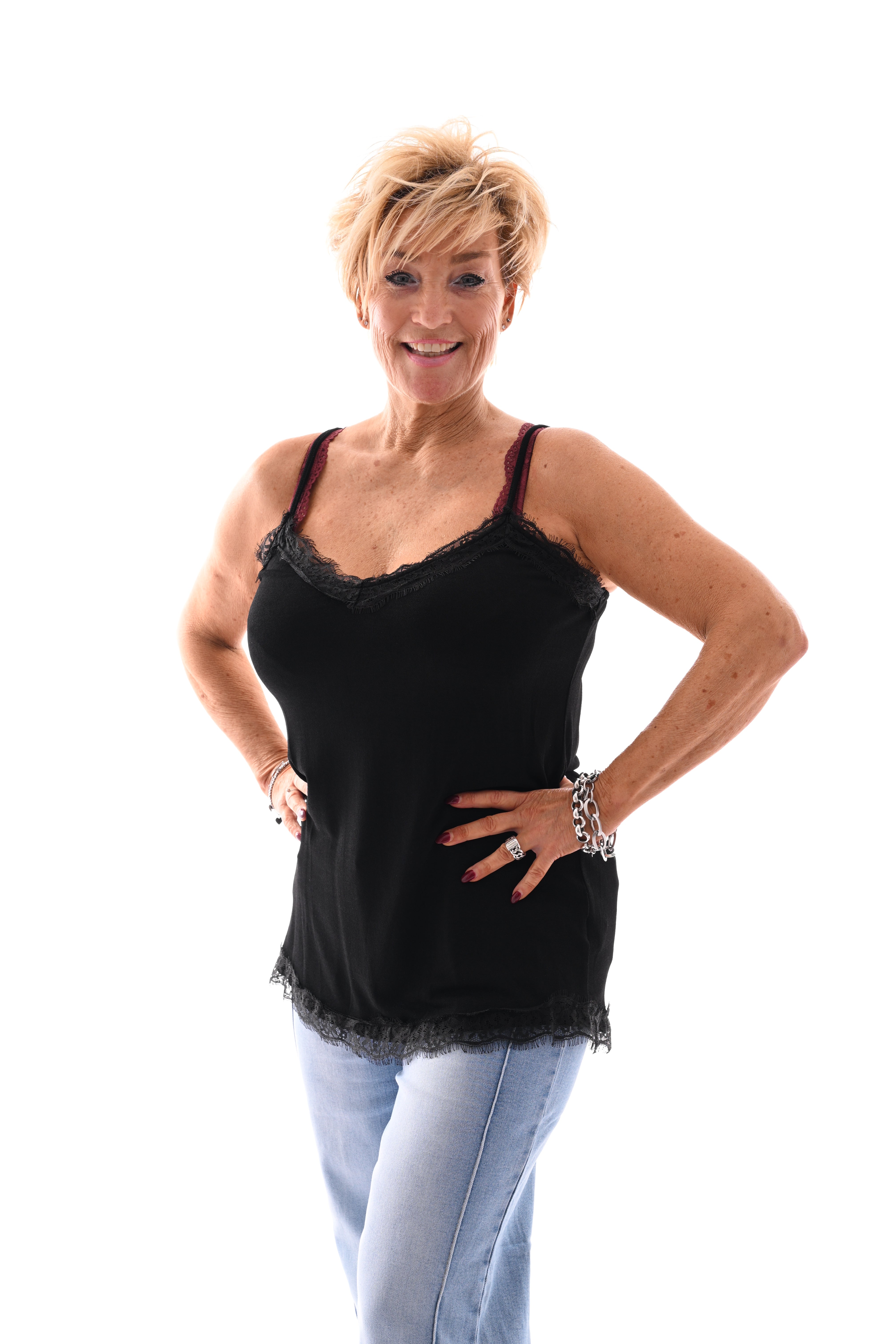 Hemdje met kanten rand zwart