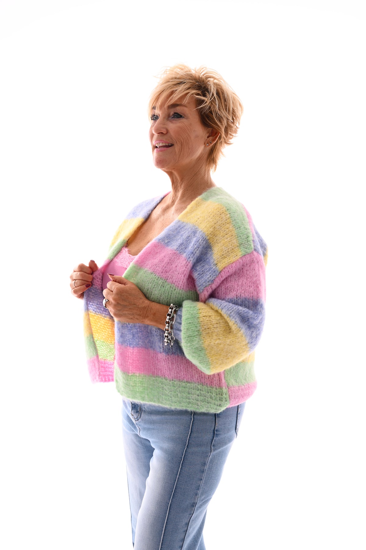 Vest brede strepen geel/groen