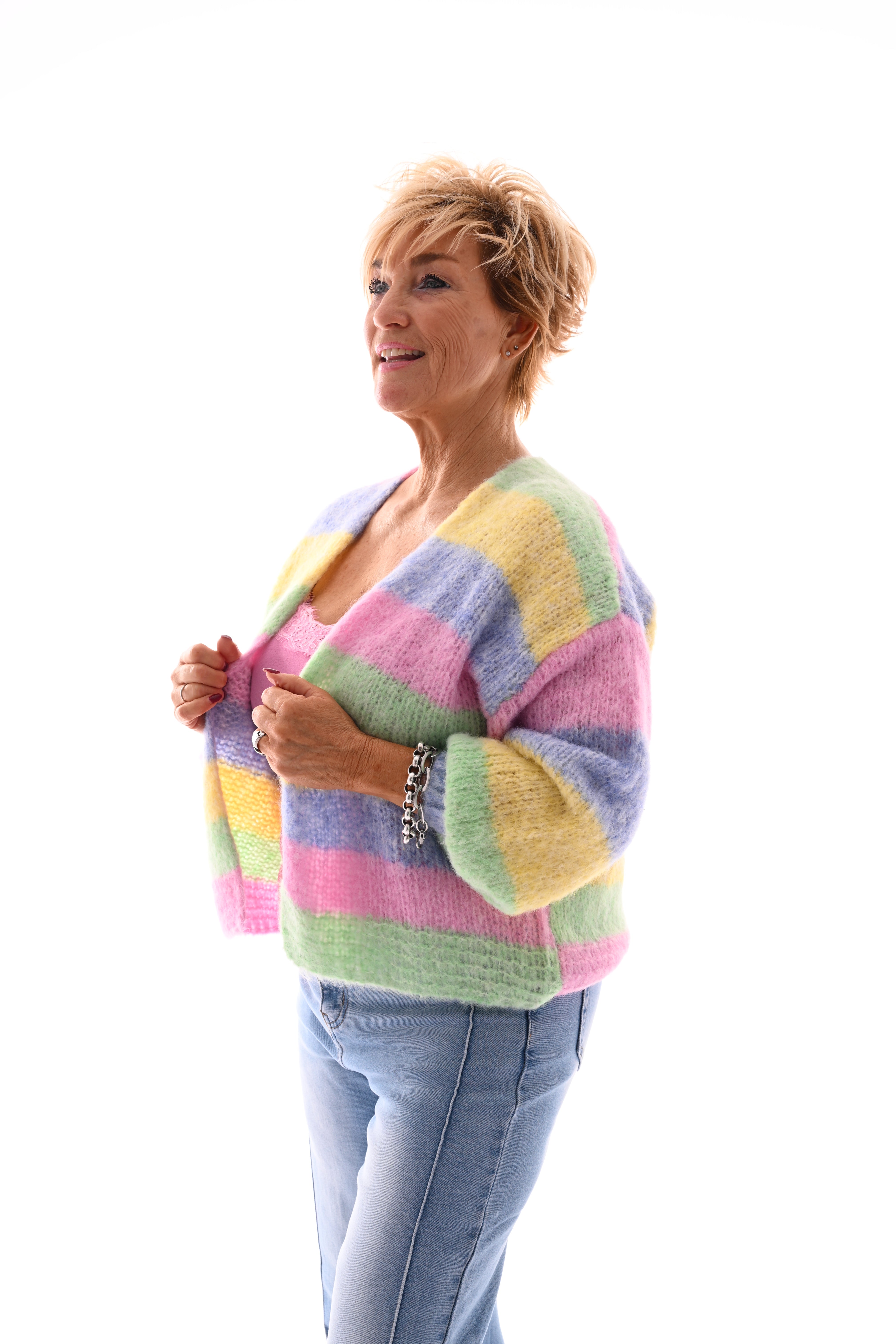 Vest brede strepen geel/groen