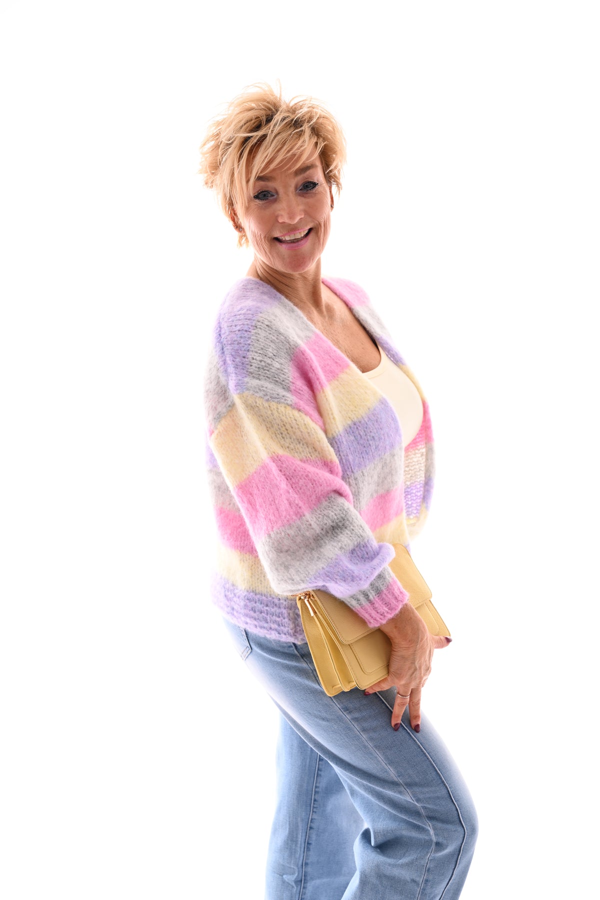 Vest brede strepen grijs/lila