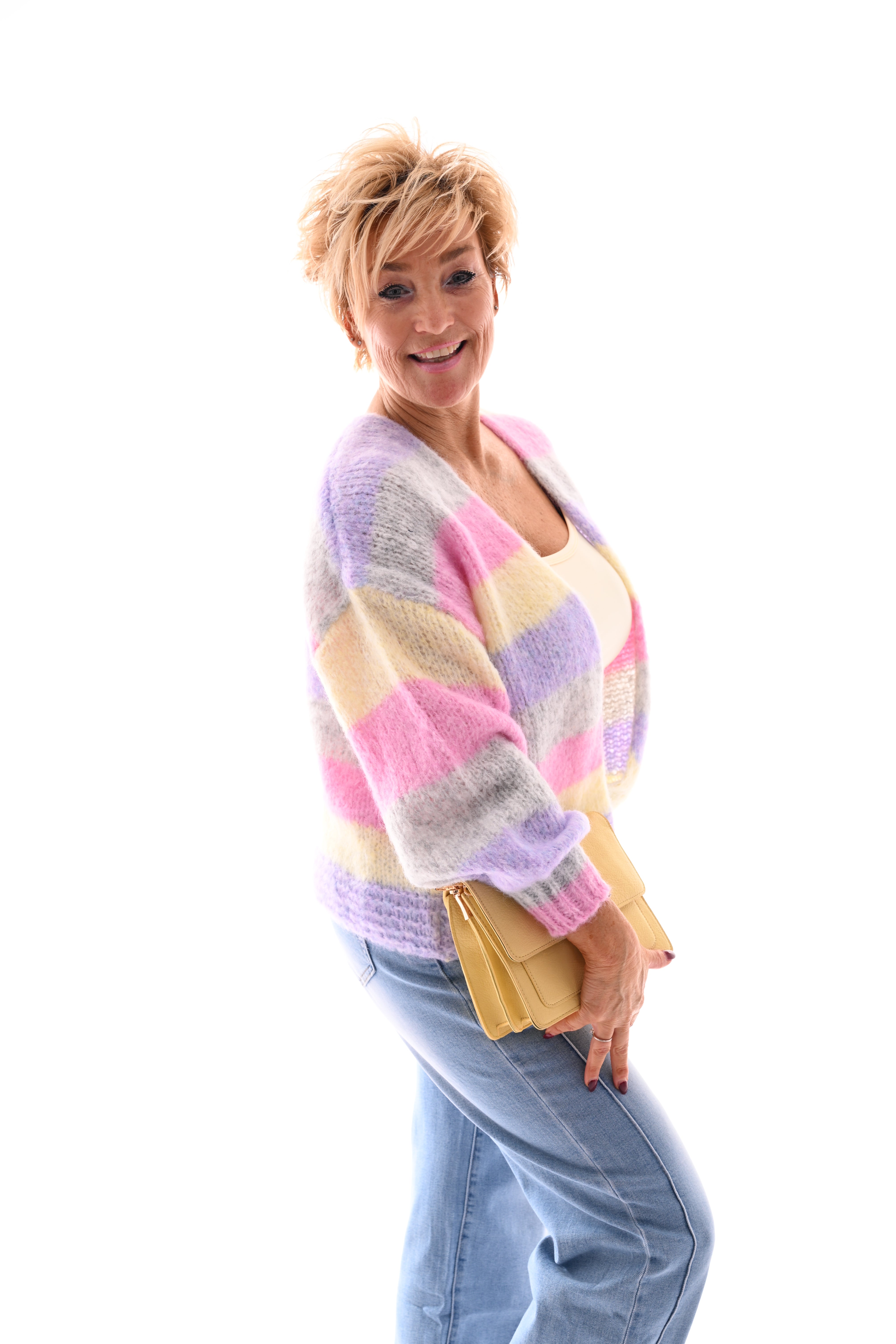 Vest brede strepen grijs/lila