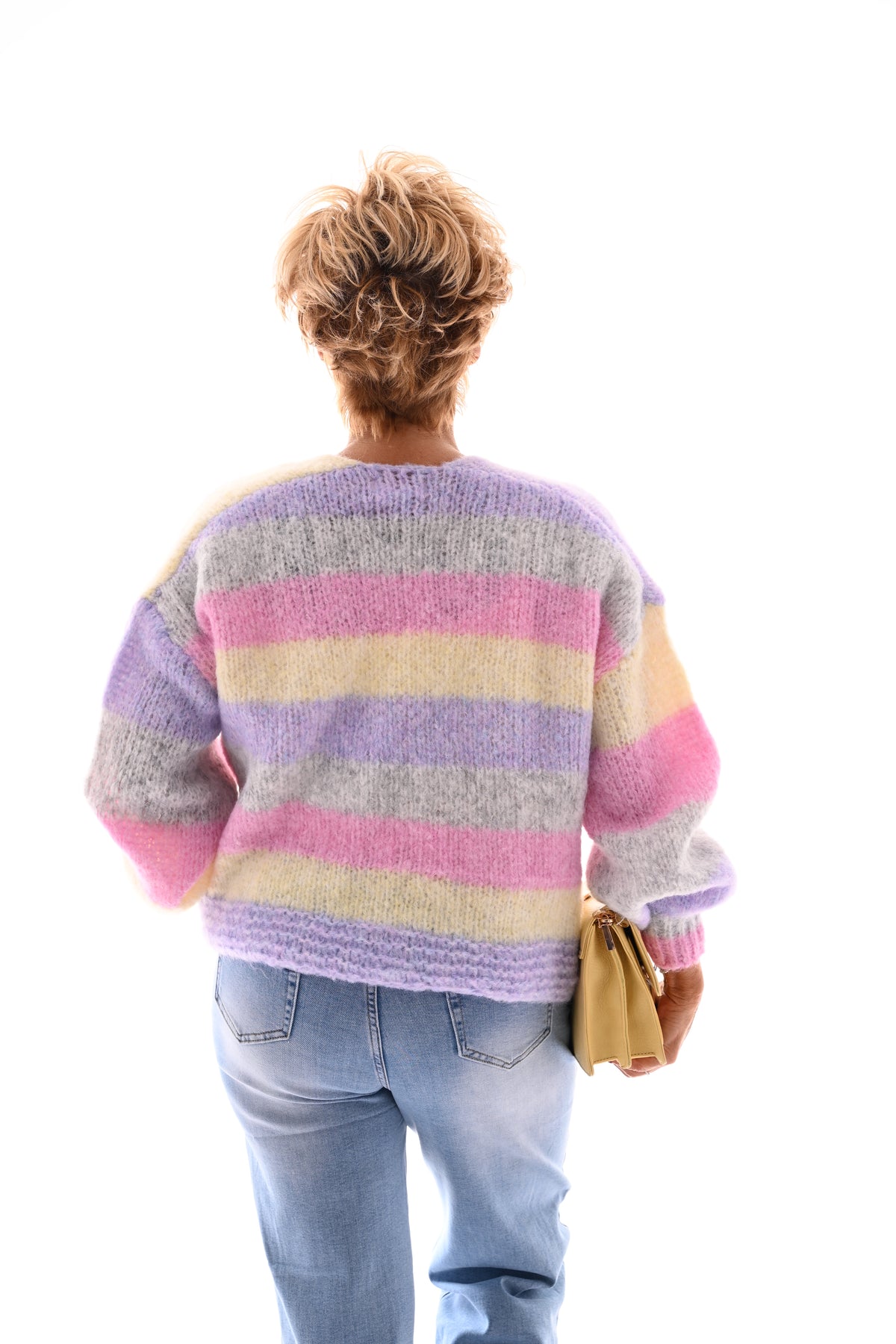 Vest brede strepen grijs/lila