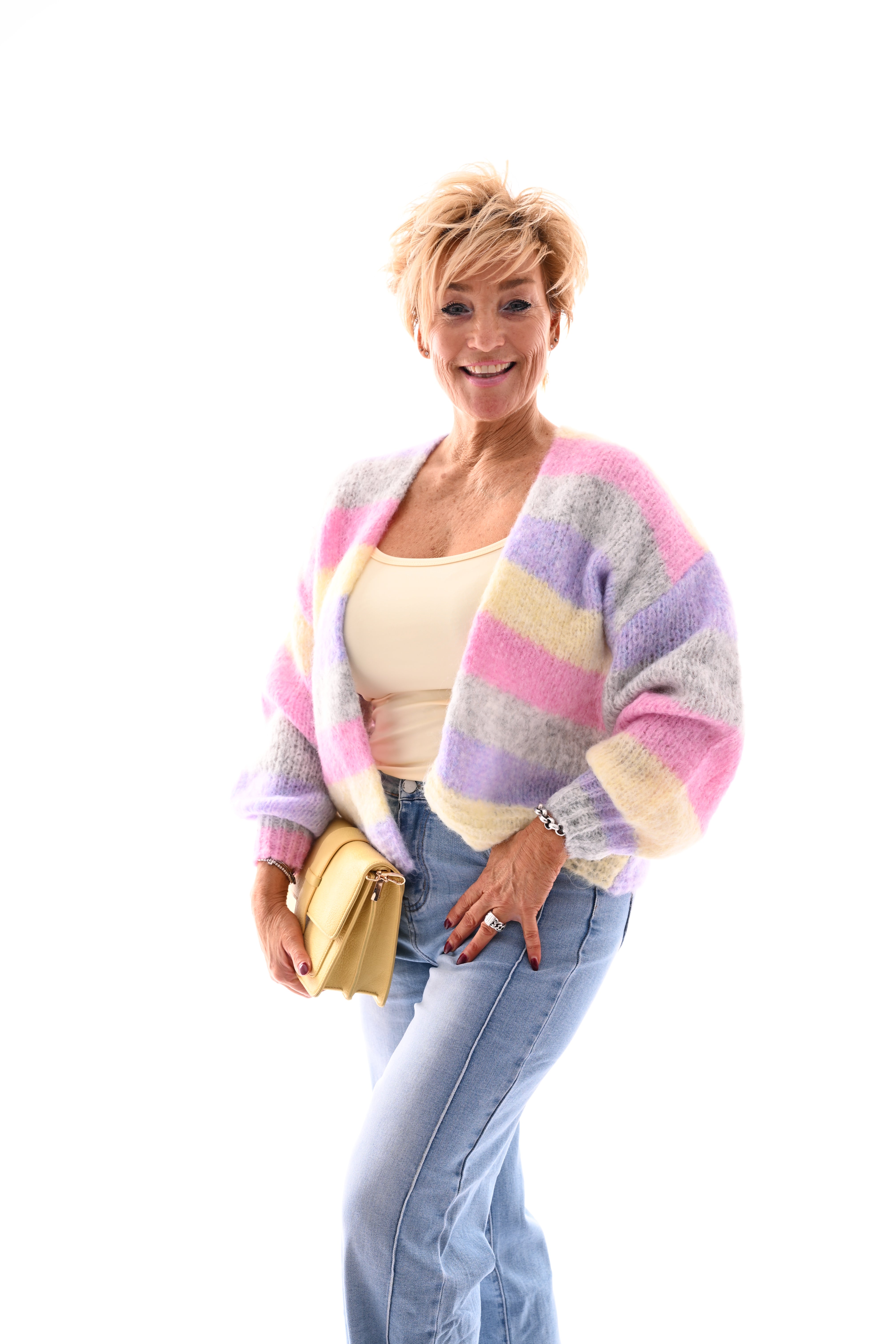 Vest brede strepen grijs/lila