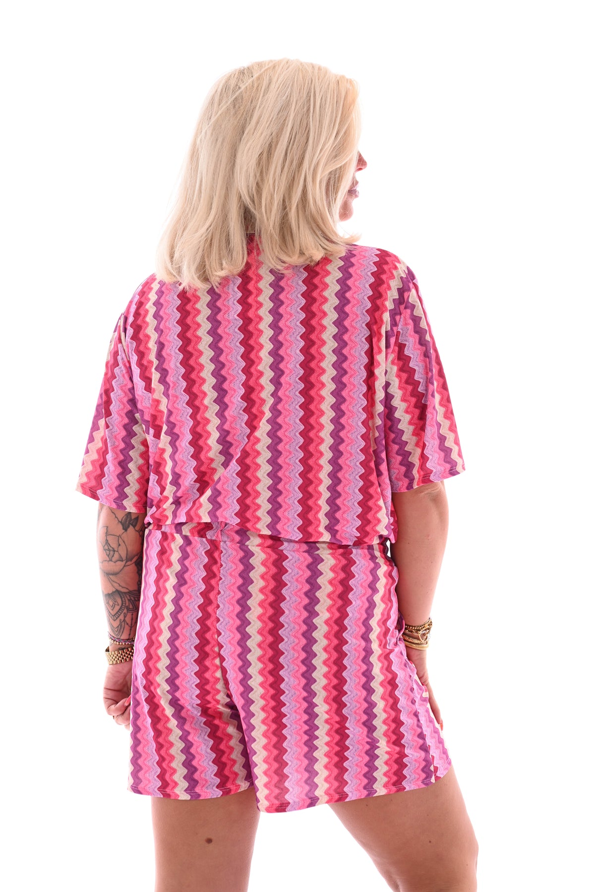 Twinset short zigzag patroon fuchsia