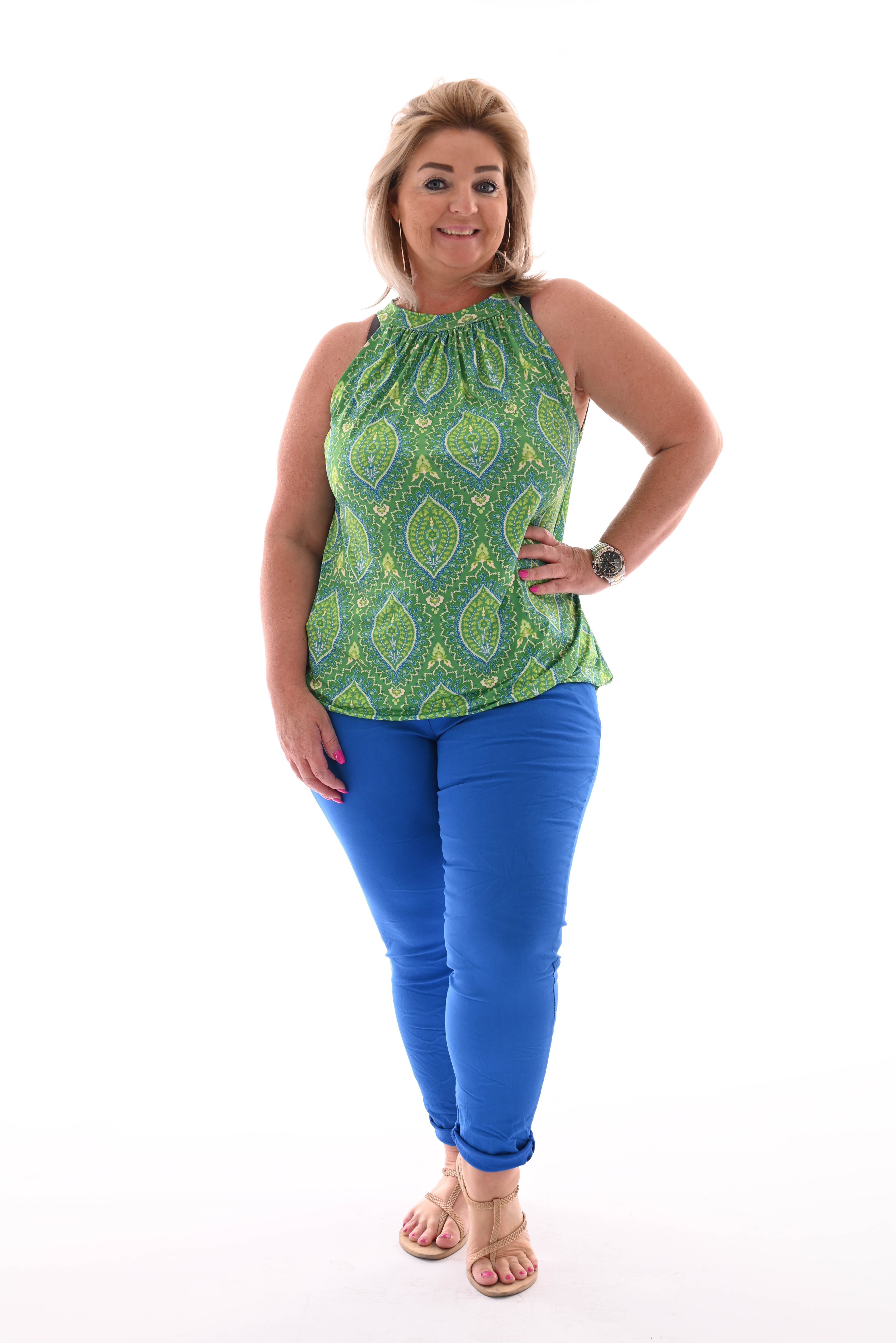 Halter top print paisley groen
