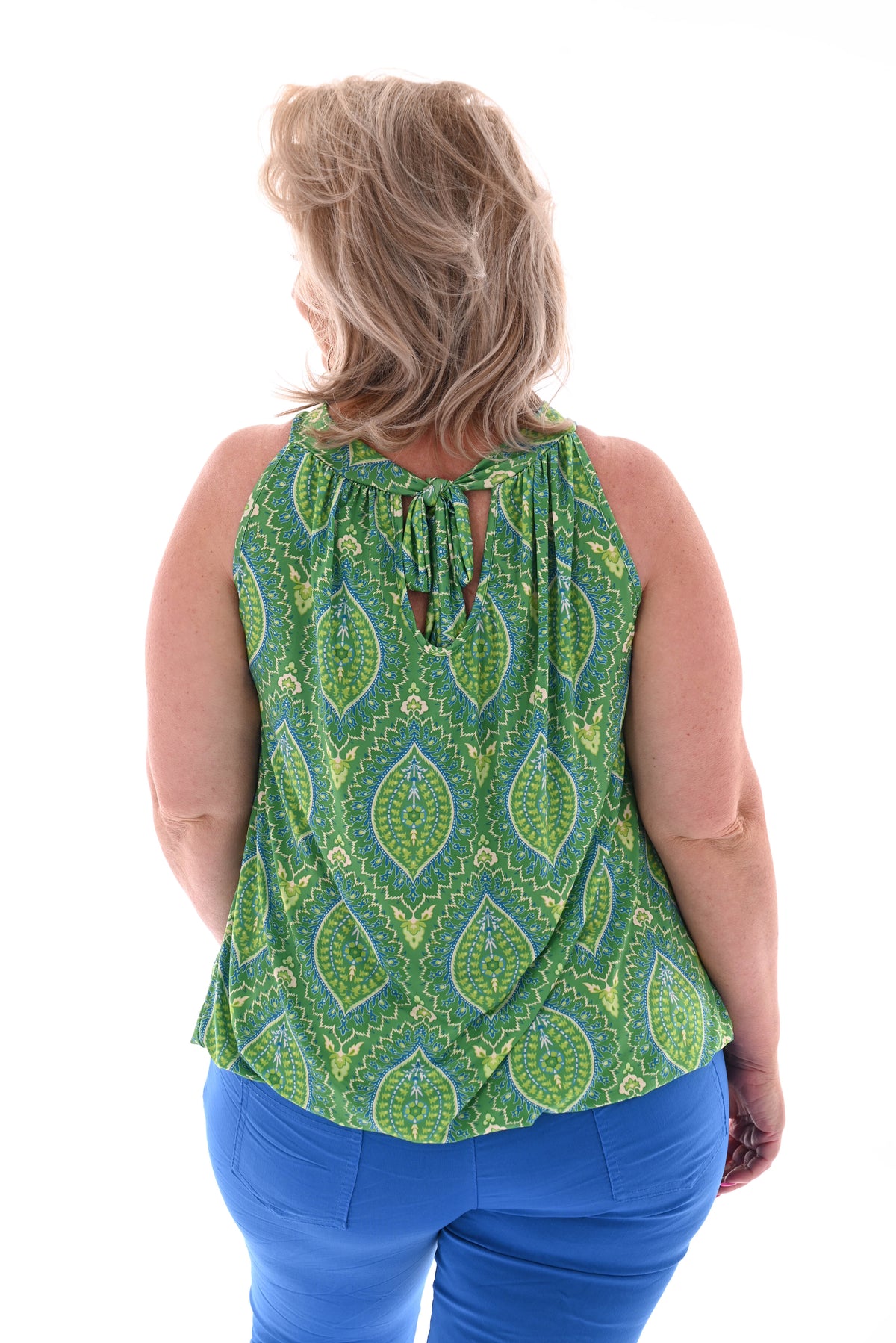 Halter top print paisley groen