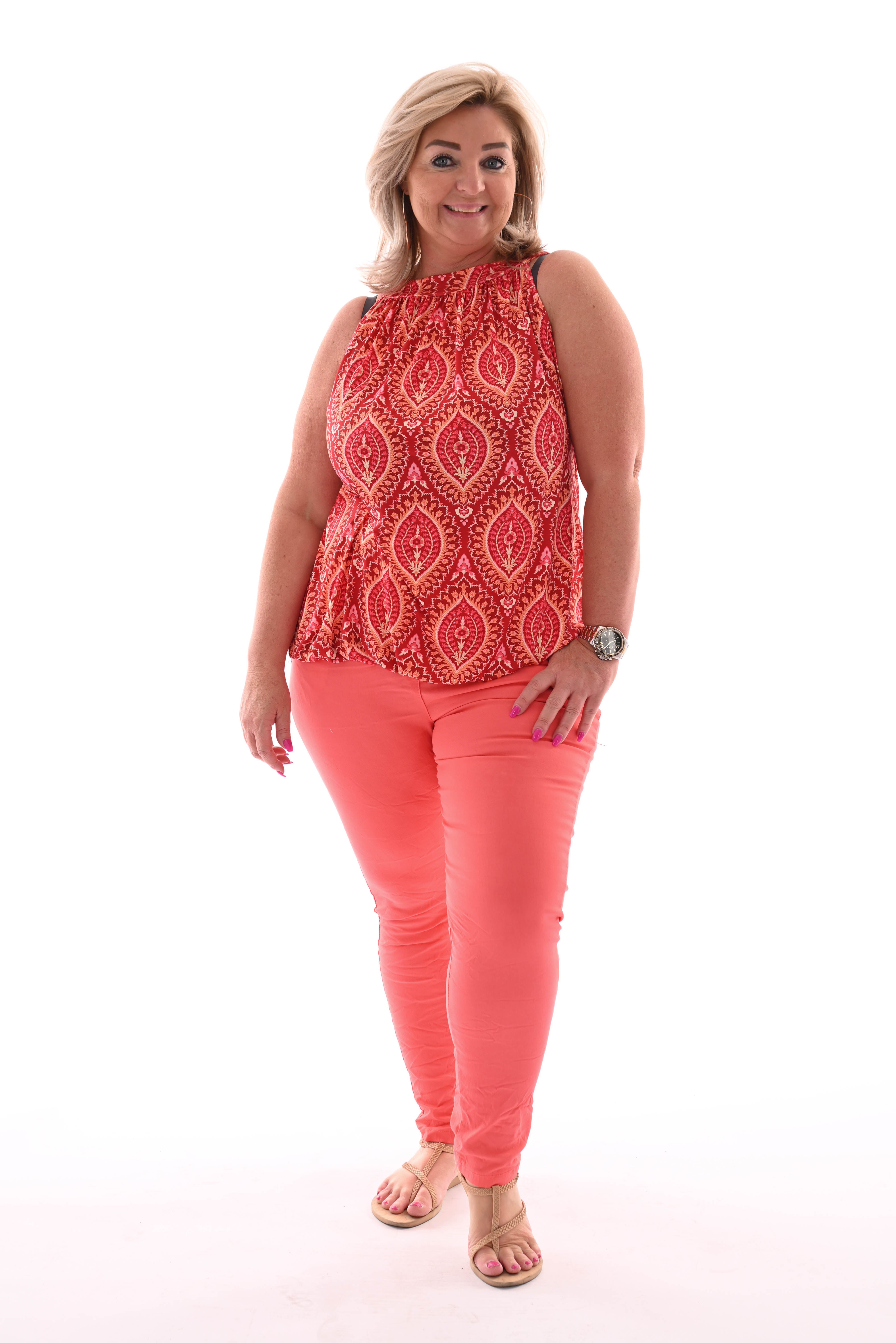 Halter top print paisley rood/oranje