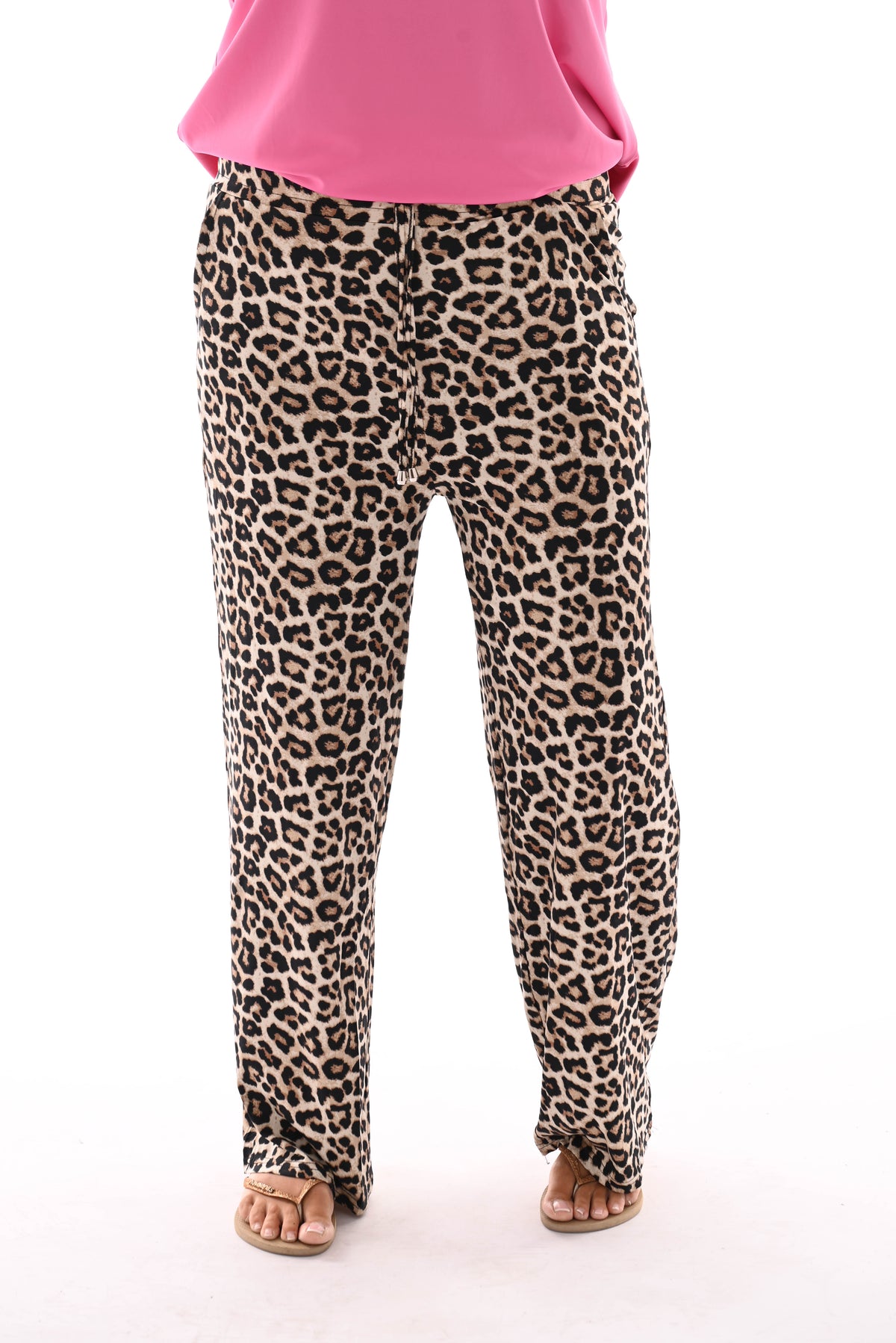 Broek print panter beige