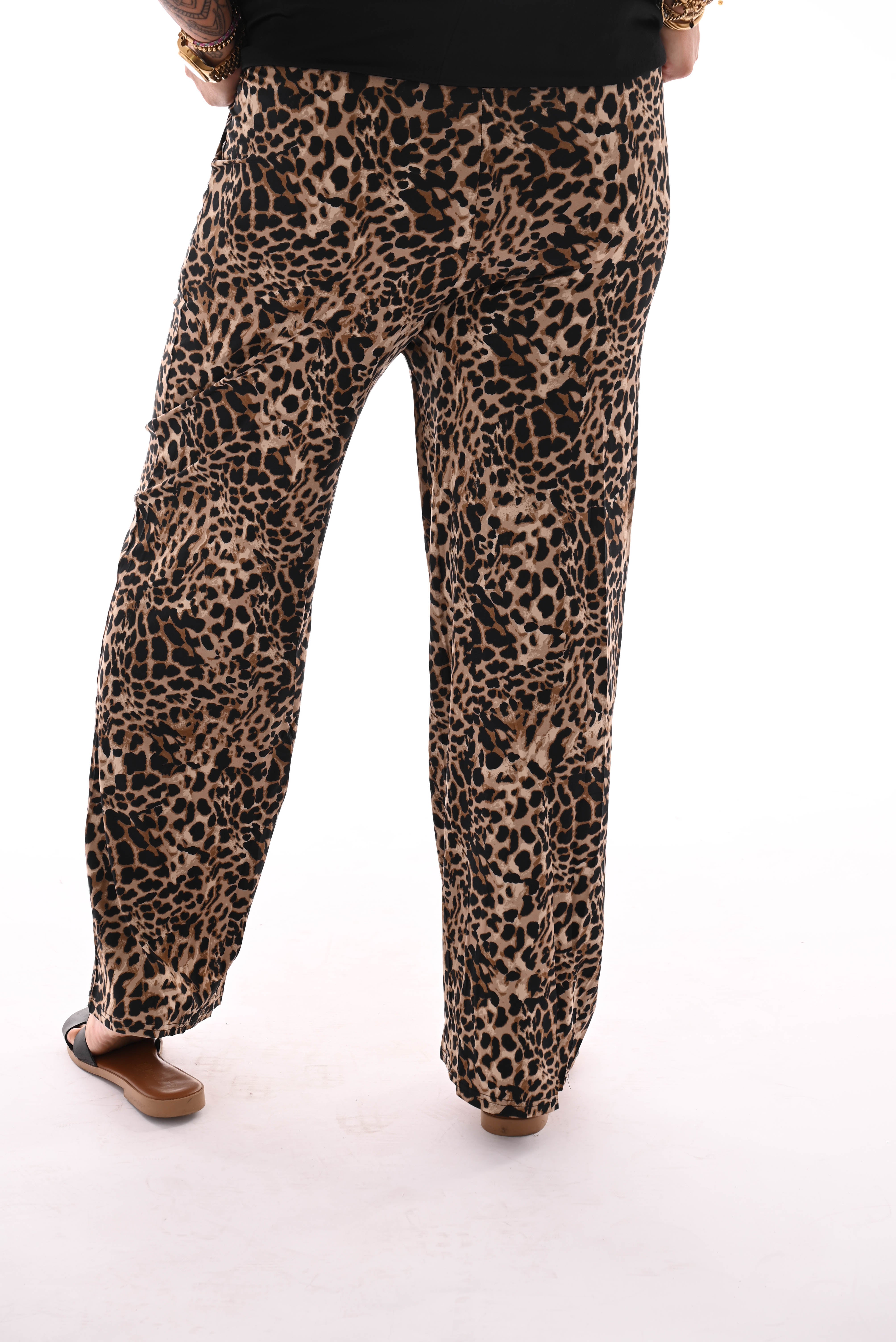 Broek print panter camel
