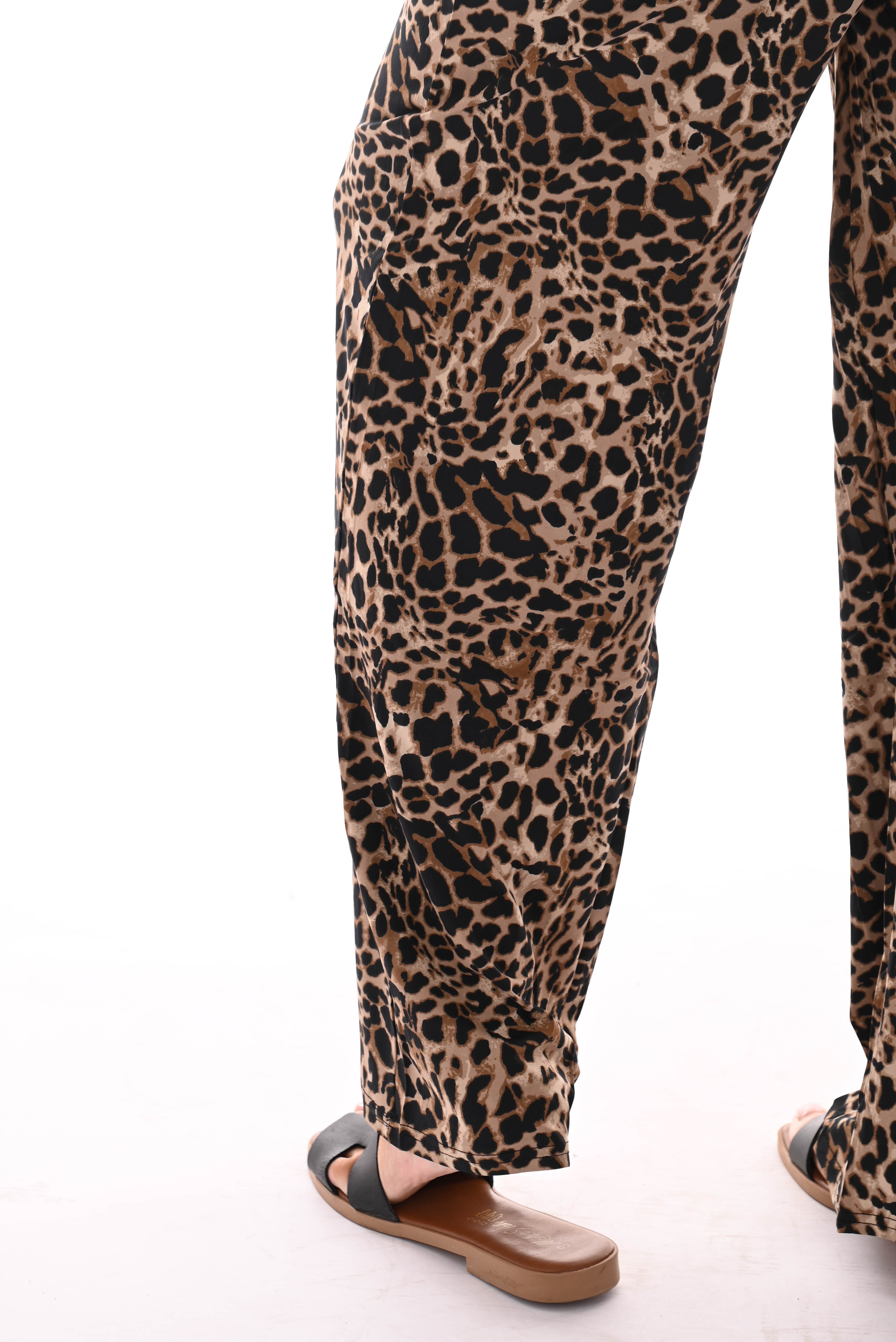 Broek print panter camel
