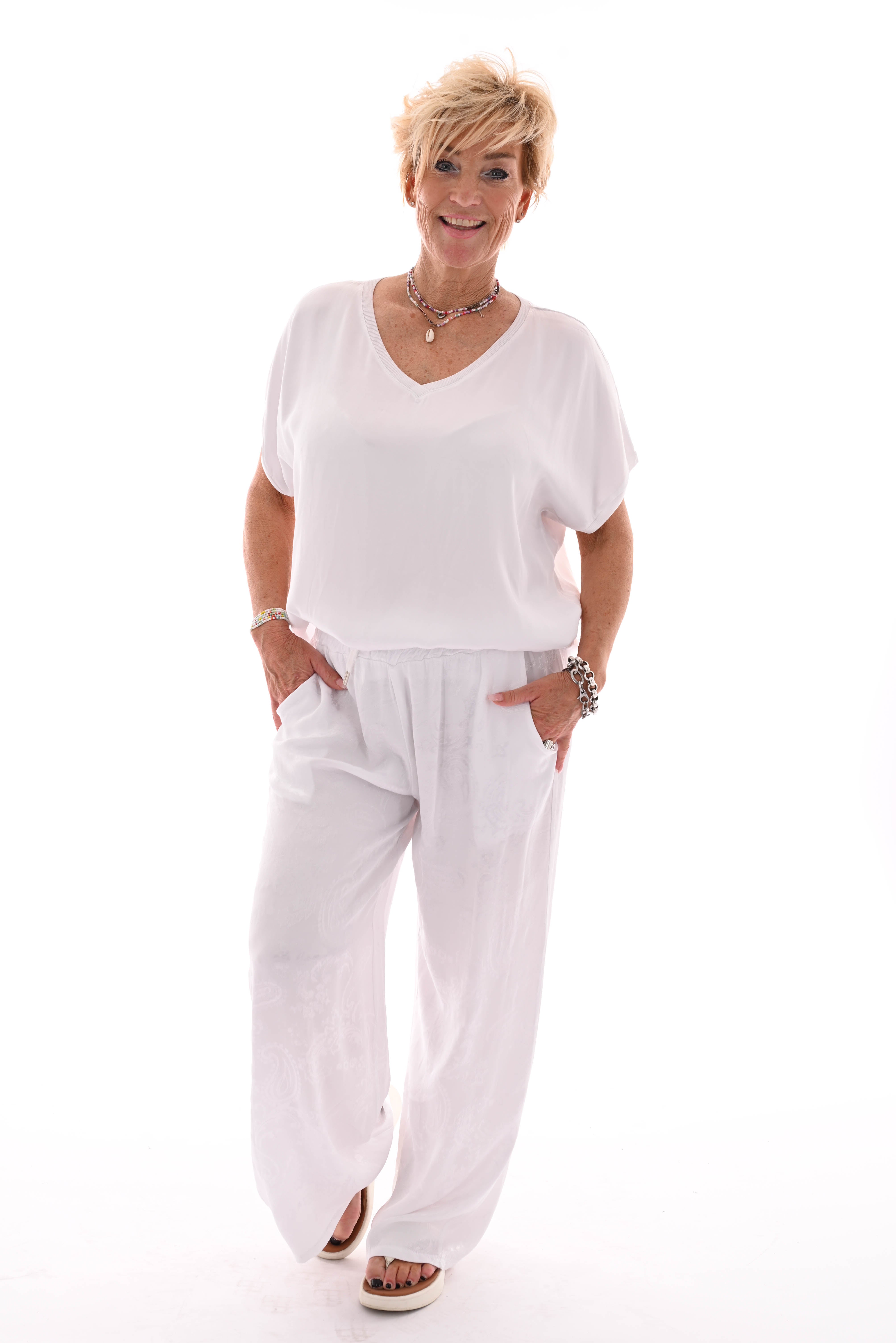Silky wijde broek paisley wit