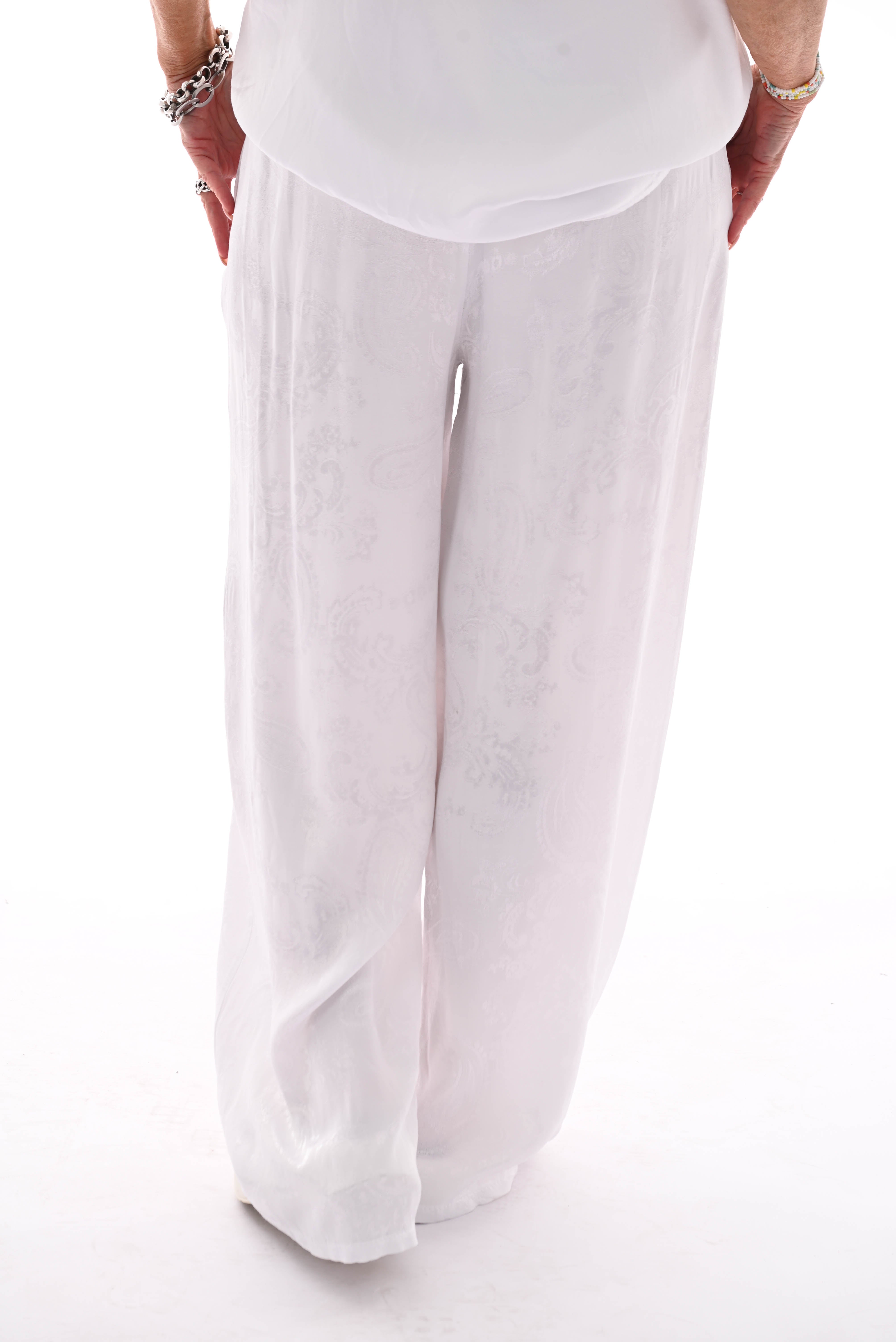 Silky wijde broek paisley wit