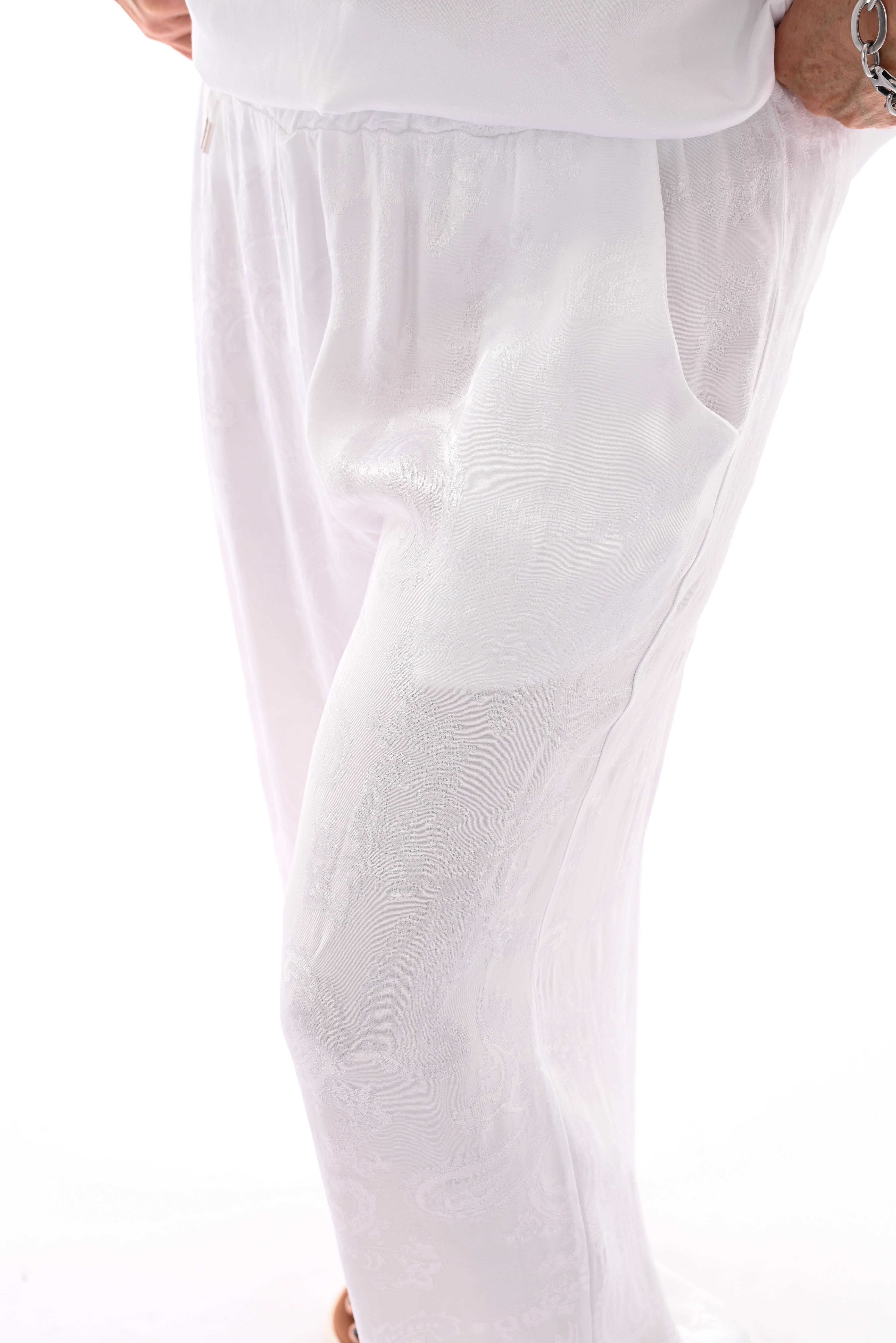 Silky wijde broek paisley wit